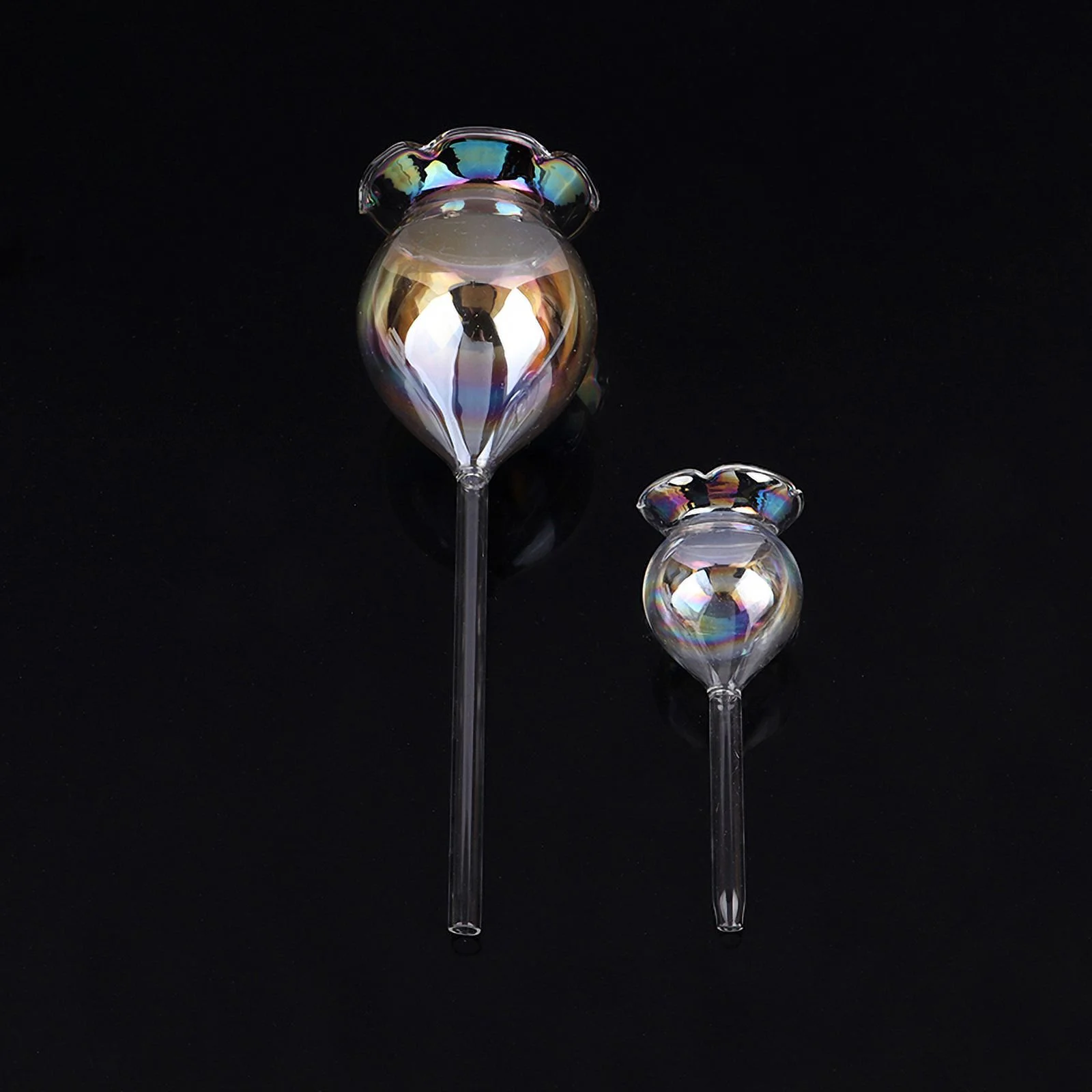 1PC Automatic Flower Watering Device Plant Waterer Self Watering Globes Flower Shape Hand Blown ClearPlastic Aqua Bulbs