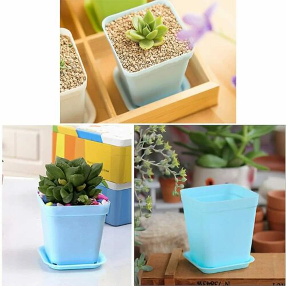 10 Pcs Colorful Multi Square Nursery Flower Pots,Plastic Plant Pot with Nursery