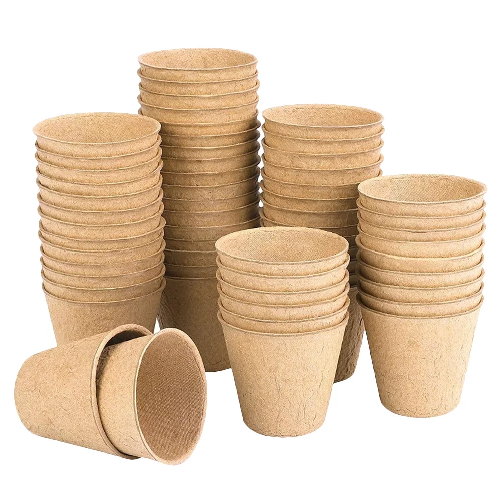 100 Pcs Germination Growing Pots Seed Degradable Suite Plant Fiber (Pulp)