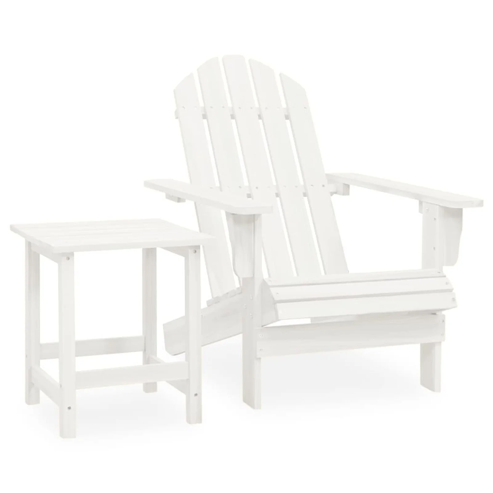 Tomshoo Patio Adirondack Chair with Table Solid Fir Wood White