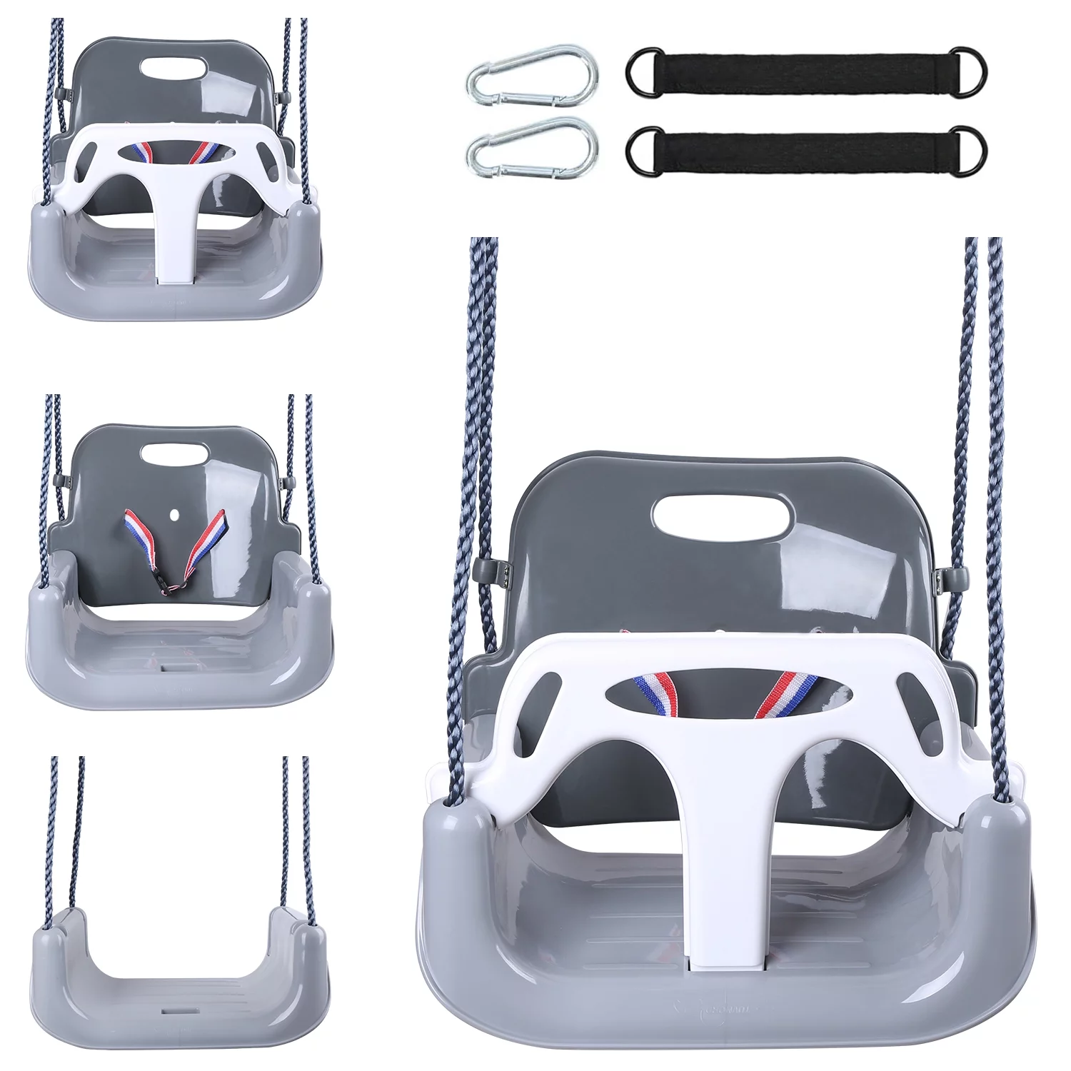 BIGLUFU 3-in-1 Kids Swing Seat with Hanging Strap and Hooks for Indoor and Outdoor Playing, Toddler Swing Seat, Secure Swing for Baby and Toddler, Loaded up to 120kg