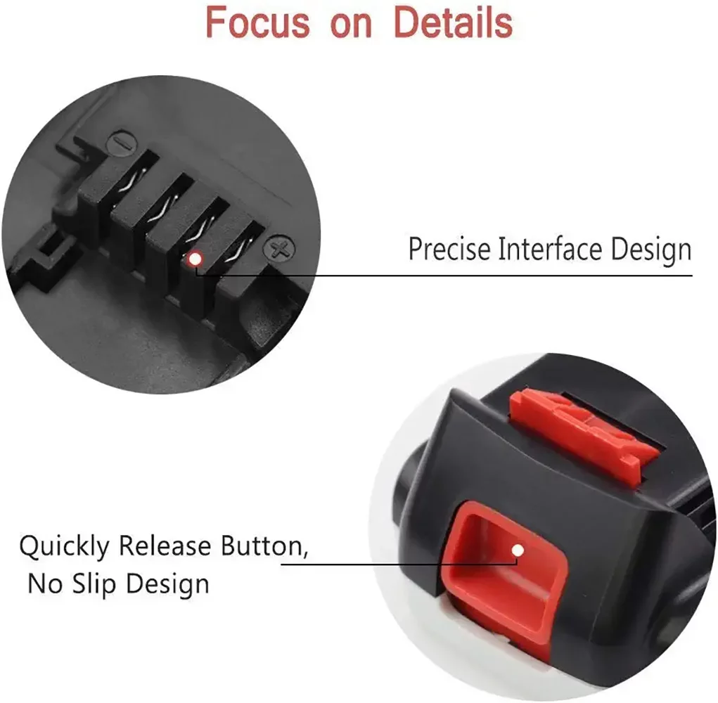 DASNITE For Black and Decker LBXR20 Battery 20V 3000mah Li-ion Black and red