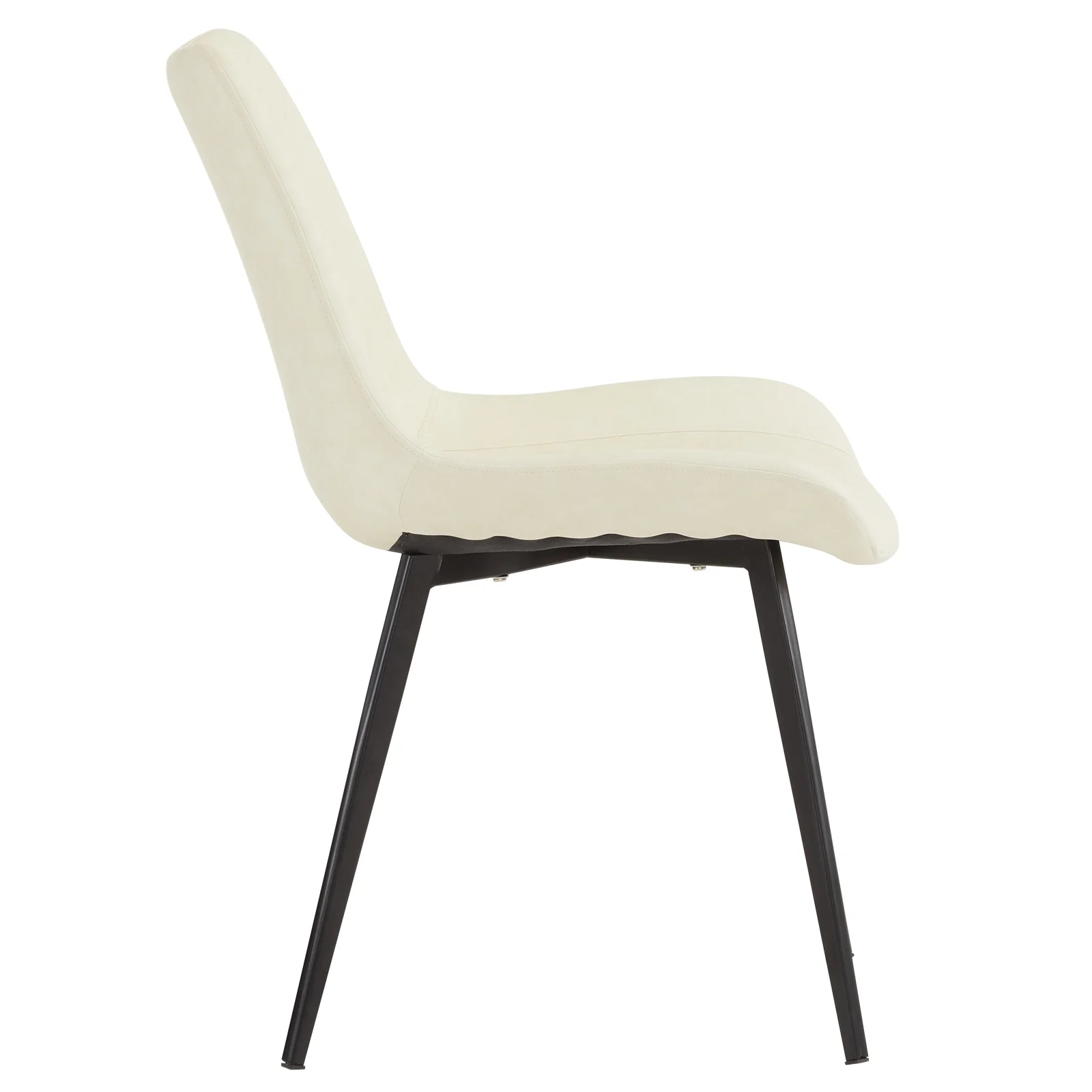 4pcs Disassembled PU Iron Pipe Curved Dining Chair  Off-White