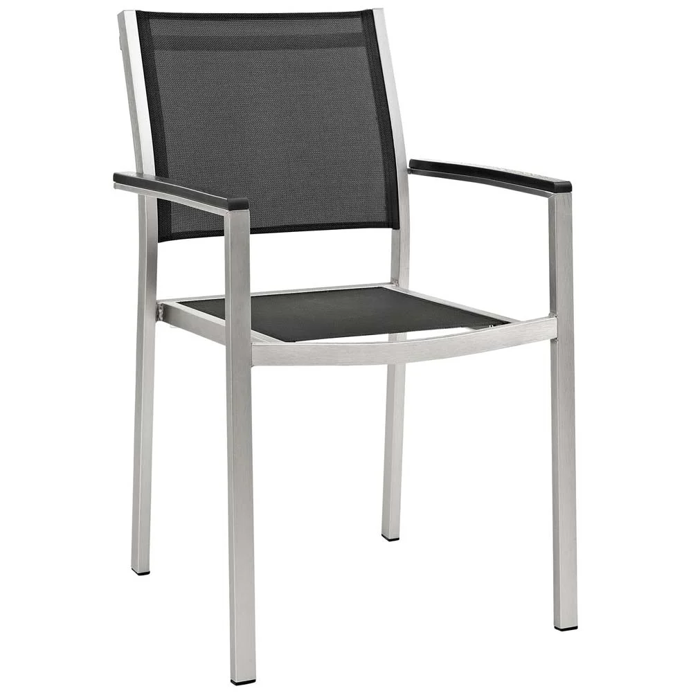Silver Black Shore Outdoor Patio Aluminum Dining Chair