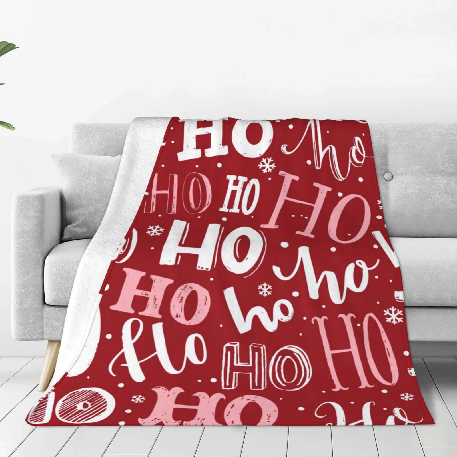 Junzan Ho Pattern Funny Christmas Print Flannel Fleece Blanket Throw Blanket For Bed,Sofa,Couch,Travel,Camping(40