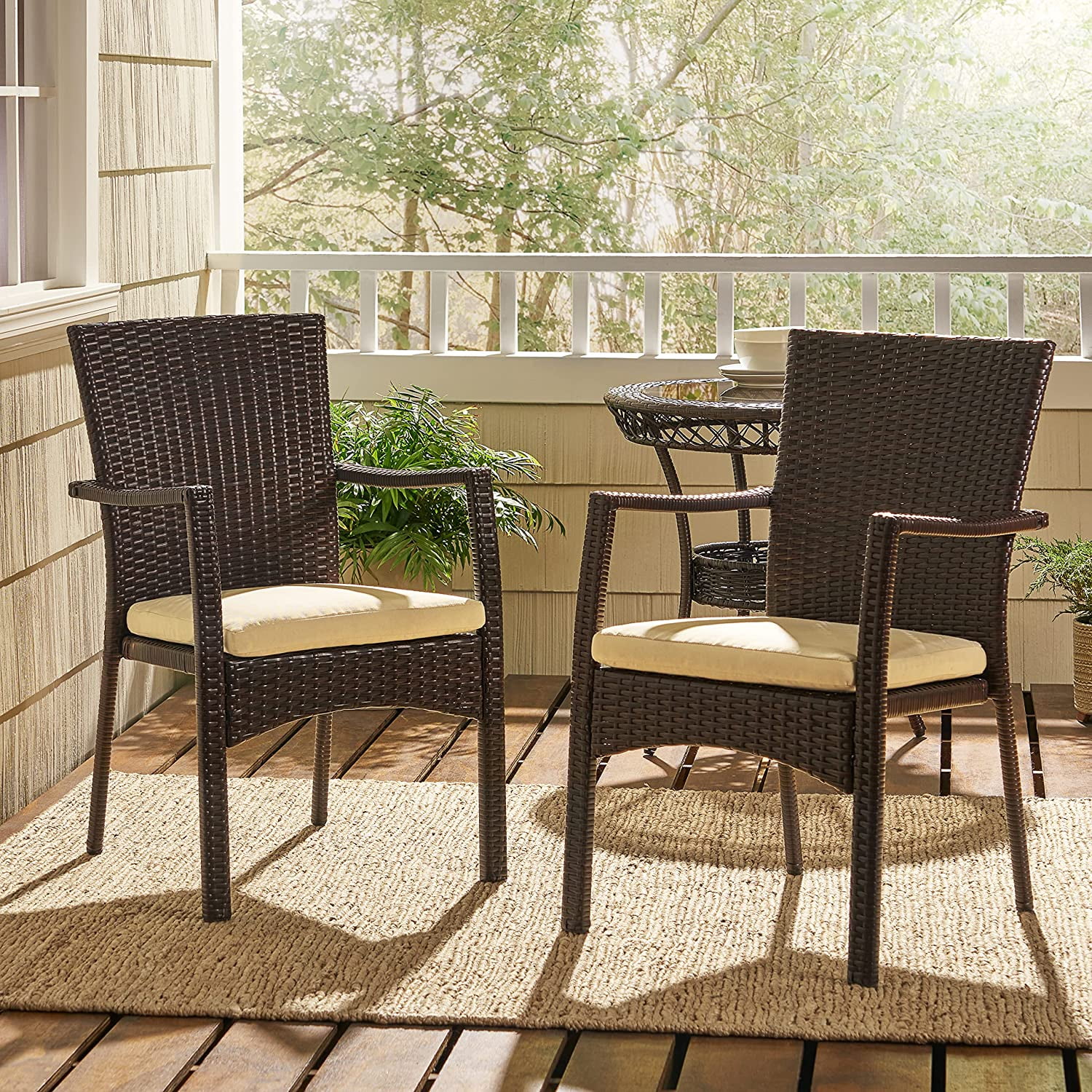 Corsica Outdoor Wicker Dining Chairs, 2-Pcs Set, Multibrown