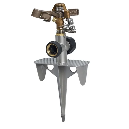 Orbit Brass Impulse Sprinkler on Zinc Spike - Large Area Watering Head - 56946