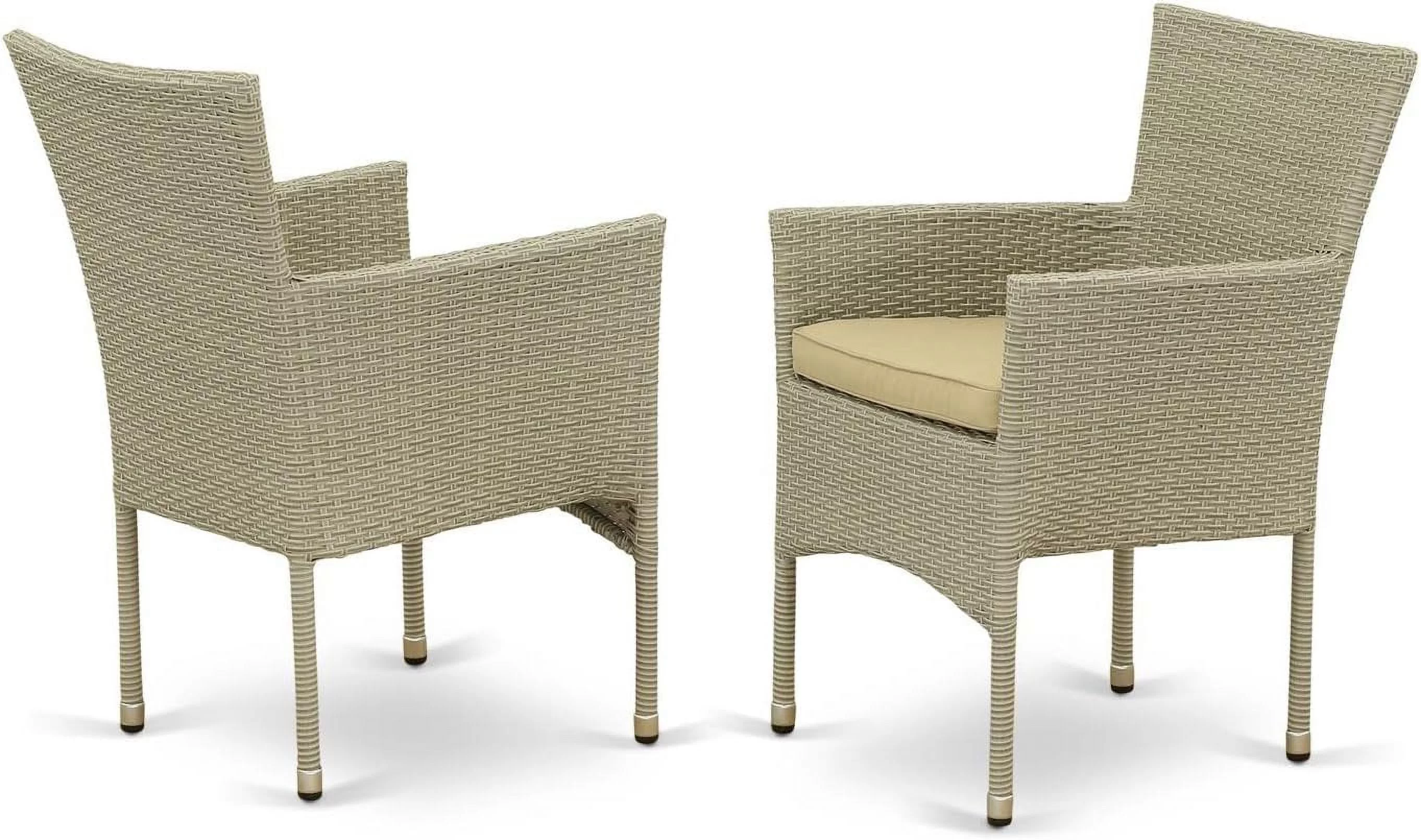 BKLC103A Bork Outdoor Wicker Dining Chairs With Cushion, Set Of 2, Natural Linen