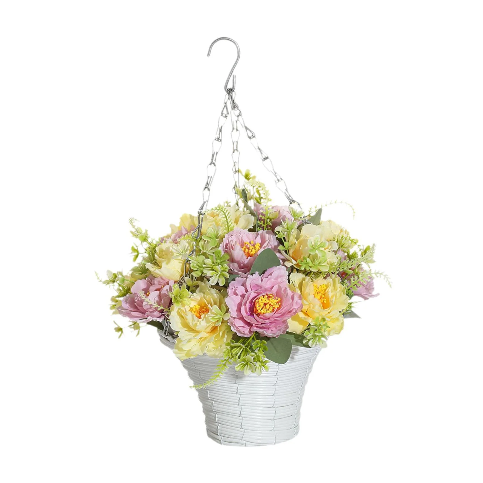 deevoka Artificial Hanging Flowers in Basket Chain Flower Pot for Garden Spring Lawn F