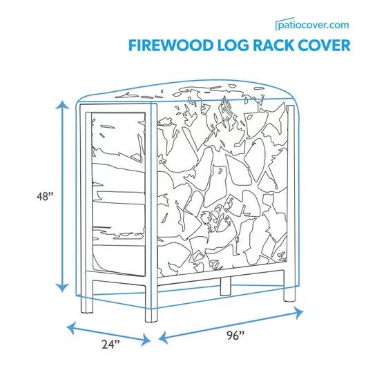 Patio Large Outdoor Log Rack Cover - Outdoor Patio Log Rack Washable - Heavy Duty Furniture 96 Inch Log Rack Cover