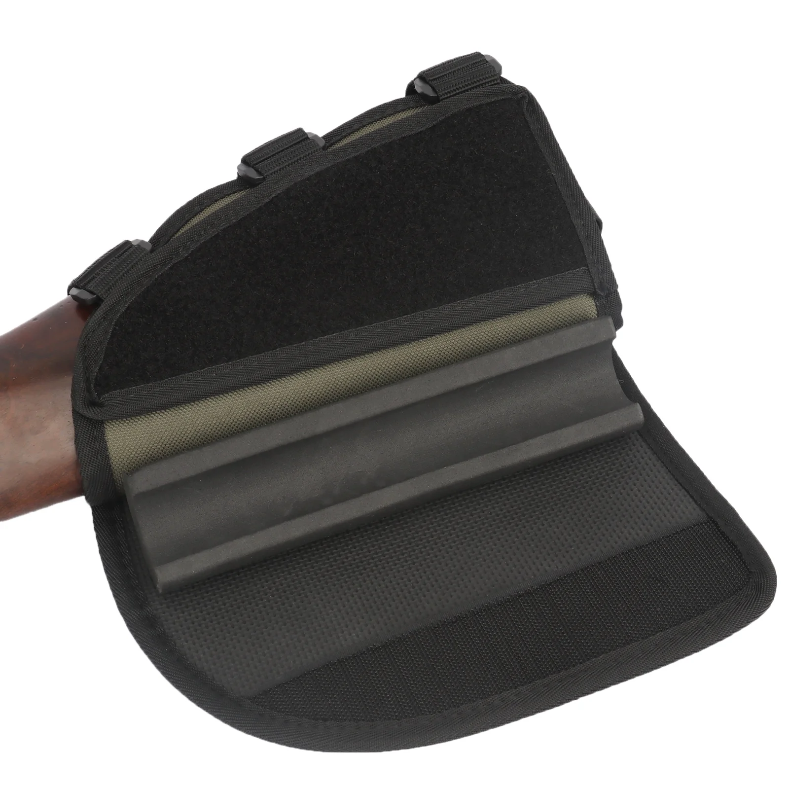 TOURBON Rifle Cheek Weld Riser Rest Comb Raiser with Ammo Holder Shooting Nylon Neoprene-Green/Black