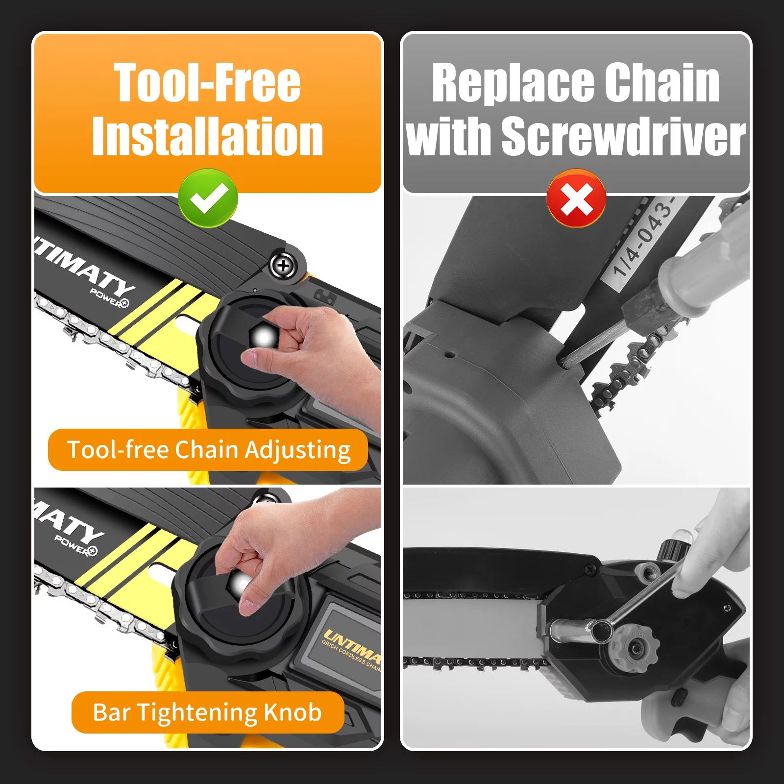 UNTIMATY 6 Inch Mini Chainsaw, Electric Cordless Chainsaw with 2 Batteries, Handheld Small Chain Saw for Tree Trimming Branch Wood Cutting