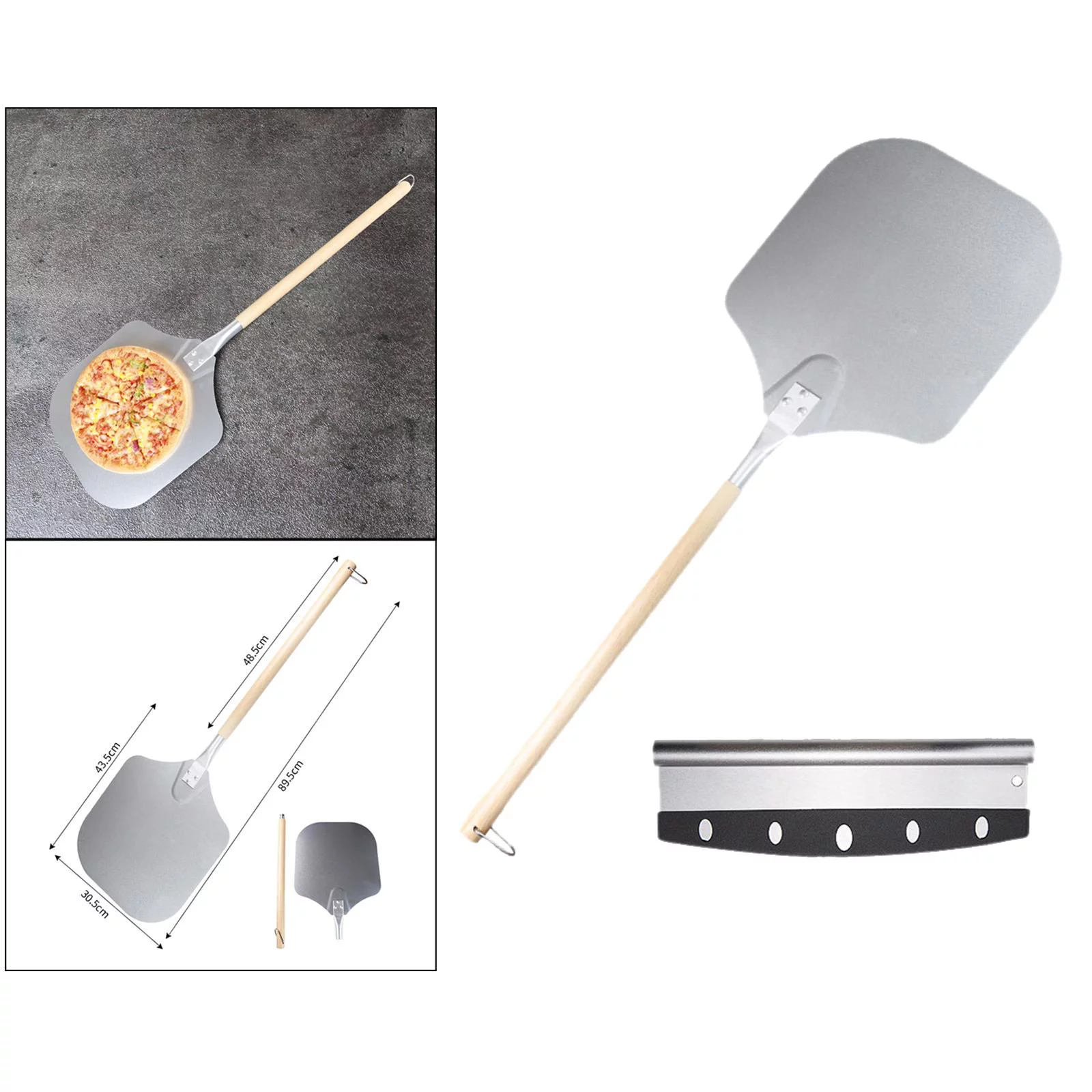 Aluminum Alloy 35inch Pizza Peel with Wood Handle Spatula Shovel