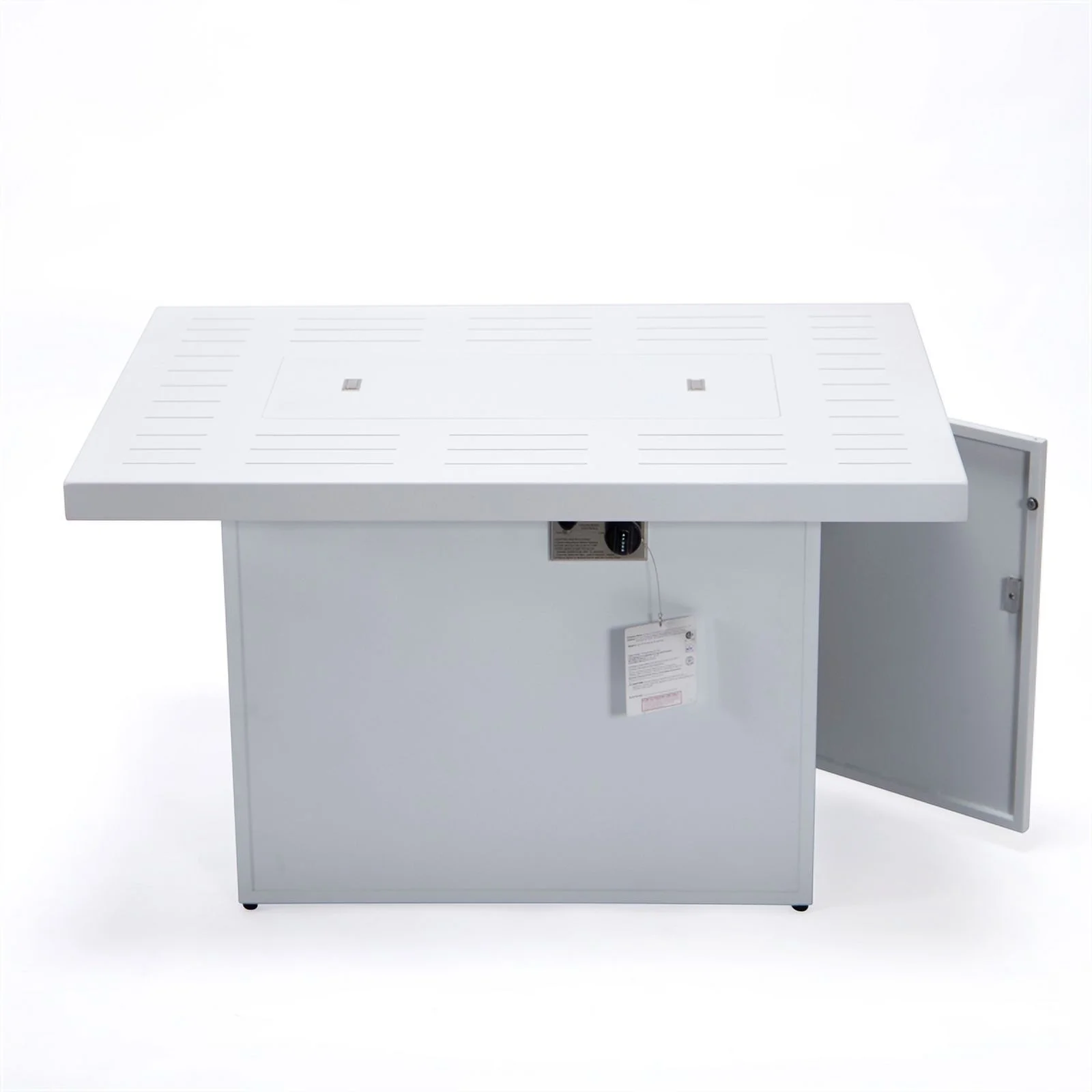 Afuera Living Patio Aluminum Propane Fire Pit Table in White