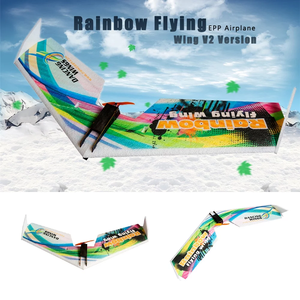 moobody Dancing Hobby E0511 Rainbow Flying Wing V2 RC Airplane 800mm Wingspan Delta Wing Tail-pusher Aircraft KIT