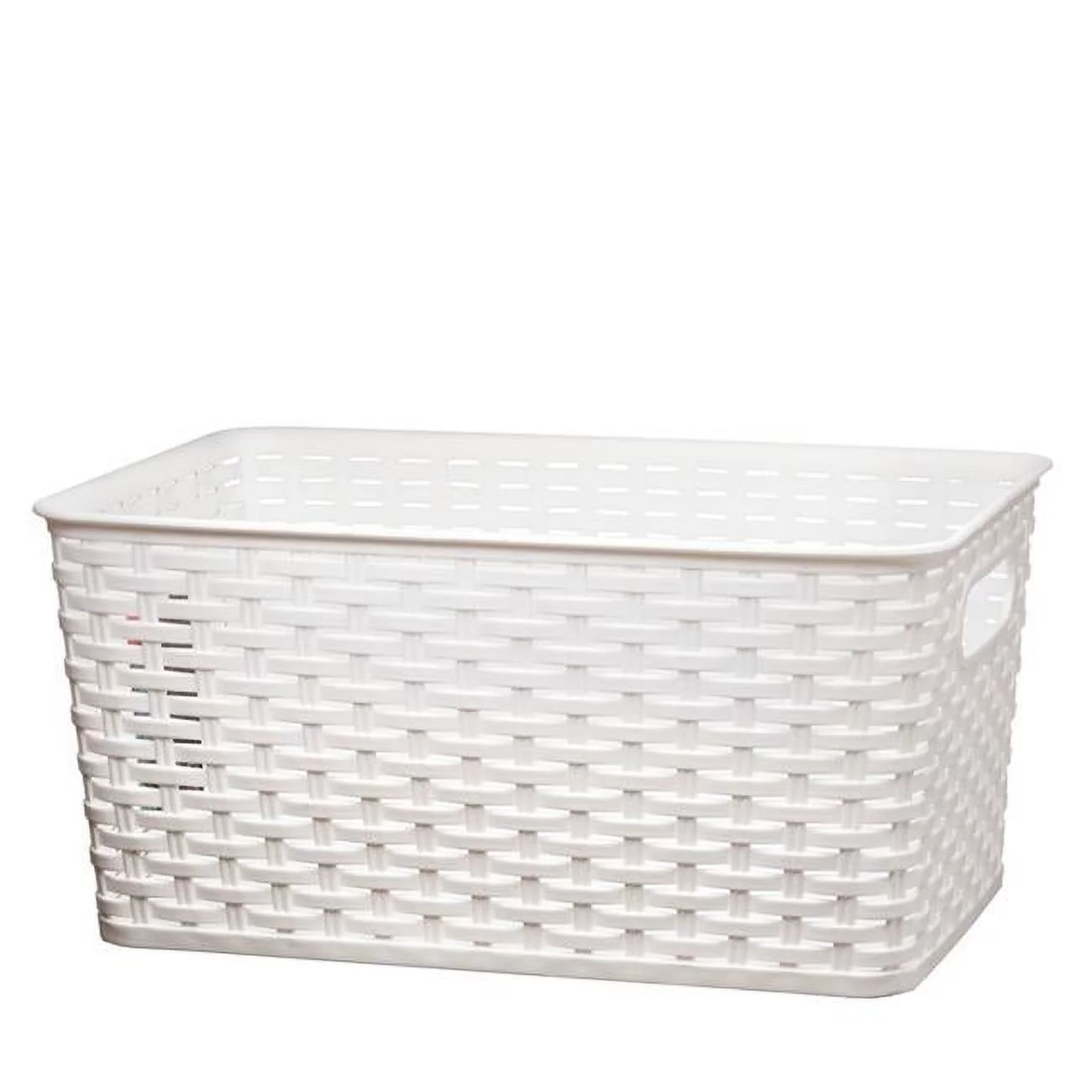 Nua Gifts 426 - W Big Rattan Storage Basket  15.88 x 10 x 7.5 in. - White