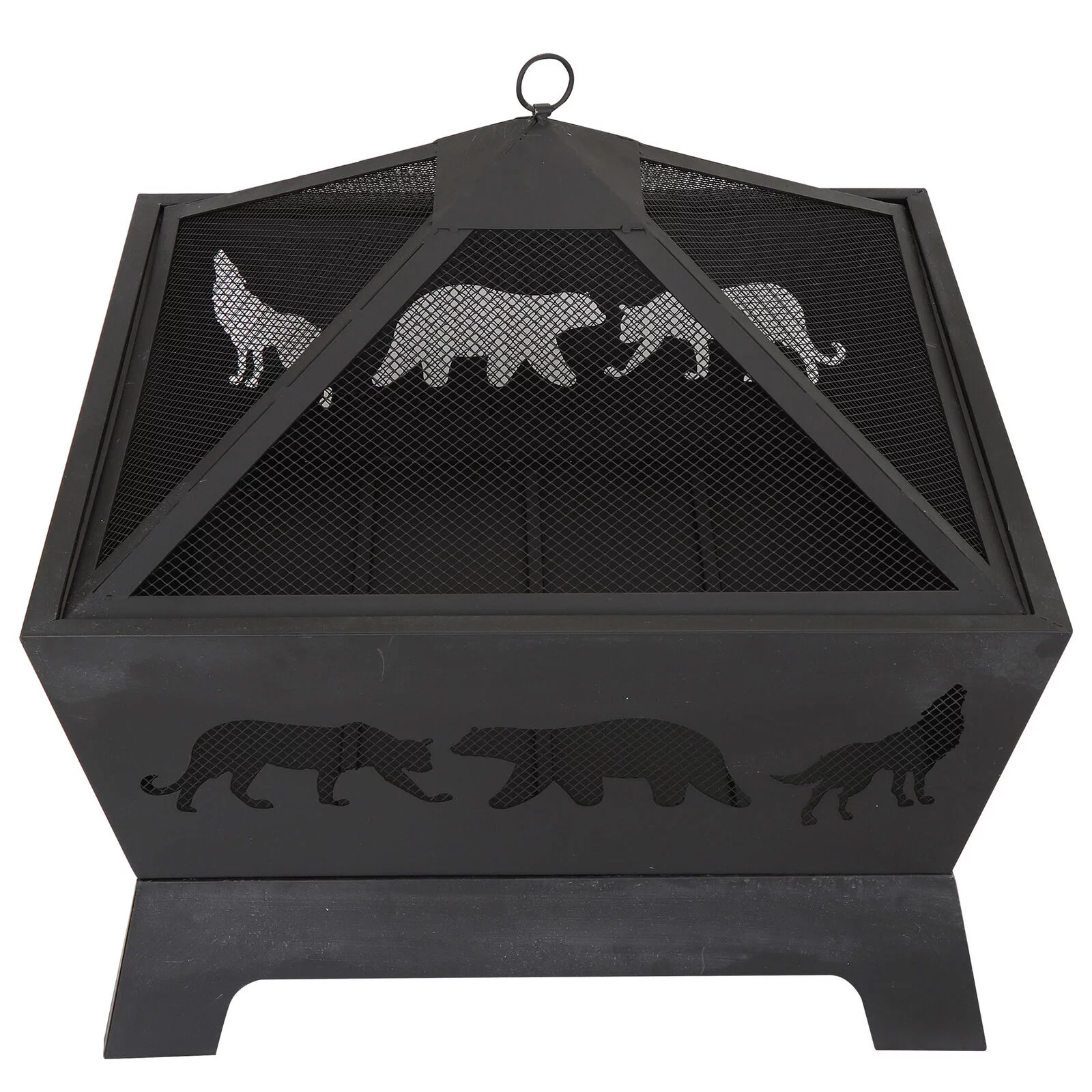 Portable Courtyard Fire Bowl Barrone Burning Fire Pit with Accessories Black