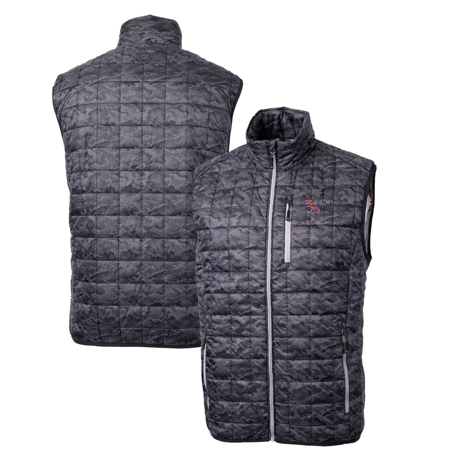 Cutter & Buck Black Clemson Tigers Primary Team Logo Rainier PrimaLoft Eco Insulated Printed Full-Zip Puffer Jacket