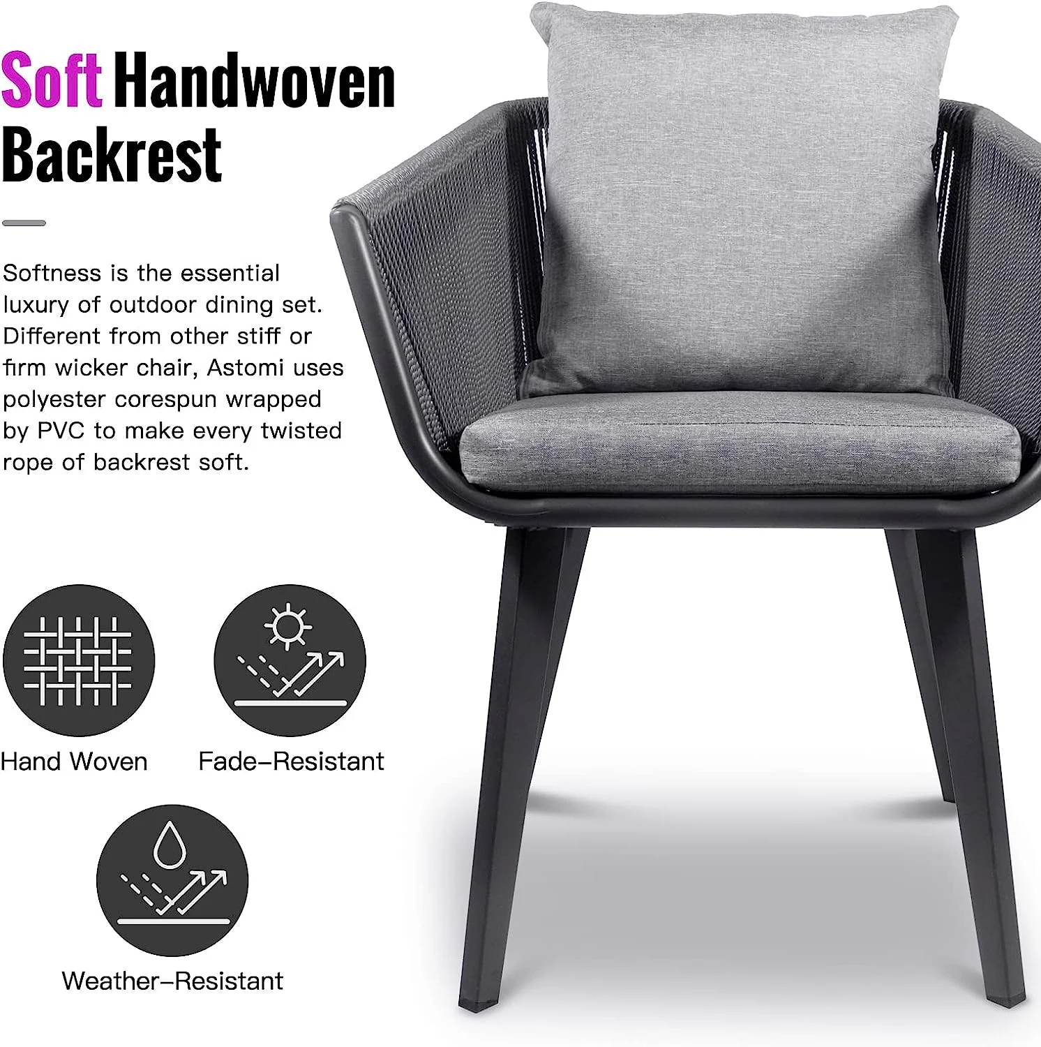 9 Pieces Outdoor Patio Dining Set  Handwoven Patio Table and Chairs for 8  Patio Furniture Set with All-Weather Aluminum Frame and Cushion  for Patios  Backyard  Balcony  Lawn (Dark Grey)