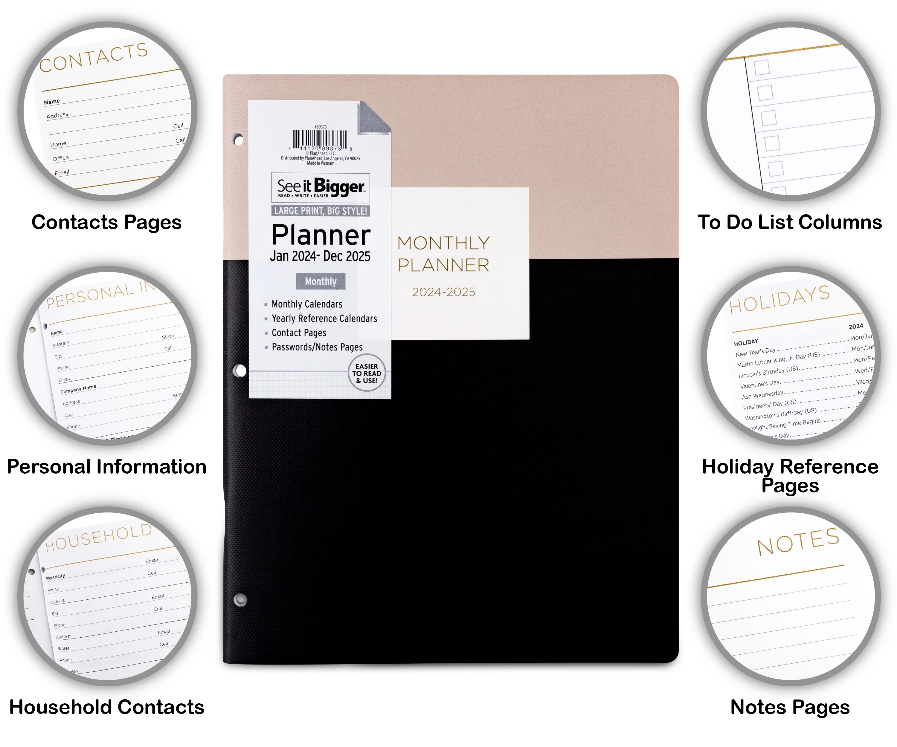 See It Bigger Monthly Planner, January 2024 - December 2025, (8.5