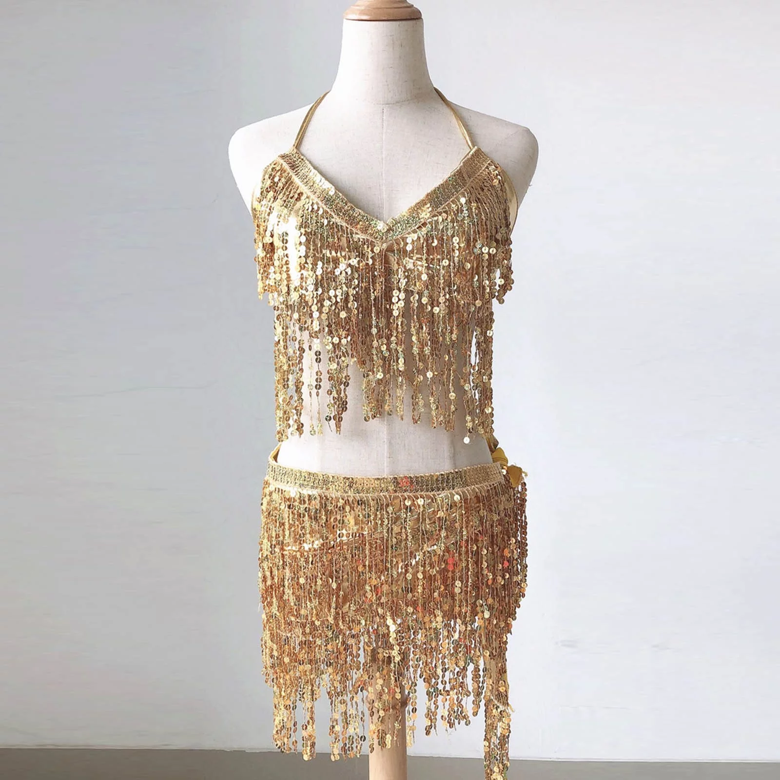 Autumn Tennis Skirt Women Sequin Belly Tassel Wrap Mini Skirt Club +Vest Set Skirt Hangers With Clips Tier