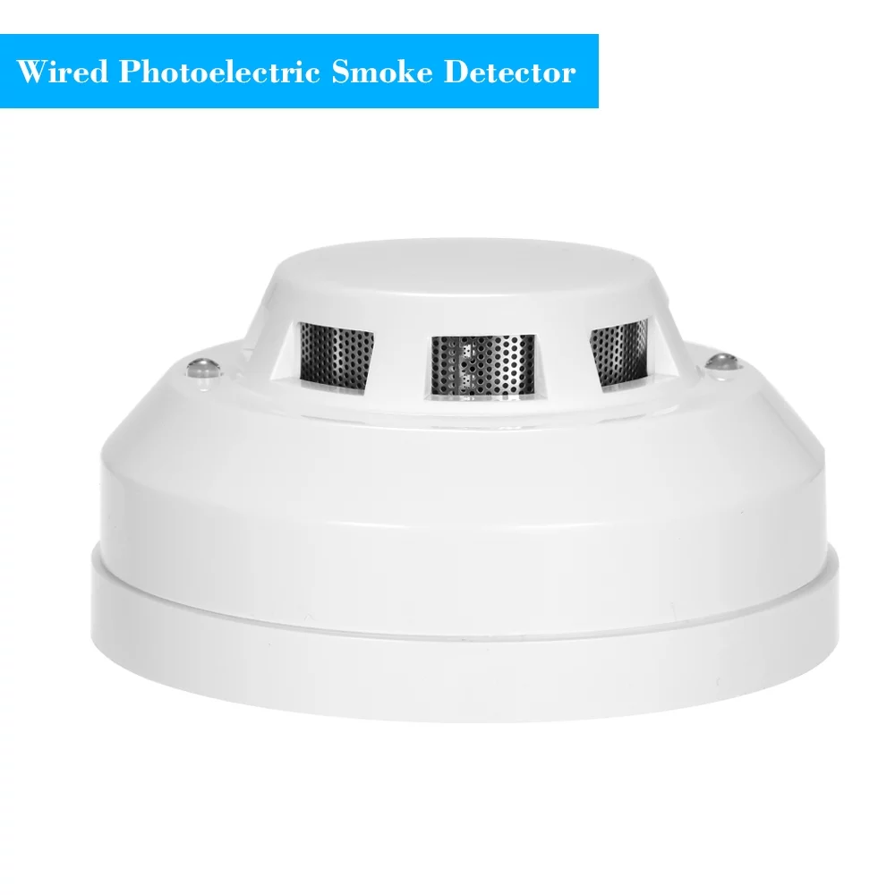 OWSOO Wired Photoelectric High Sensitive Sensor Fire Alert Protection Burning Connect to Wired Zone For Home KitchenStoreHotelFactory