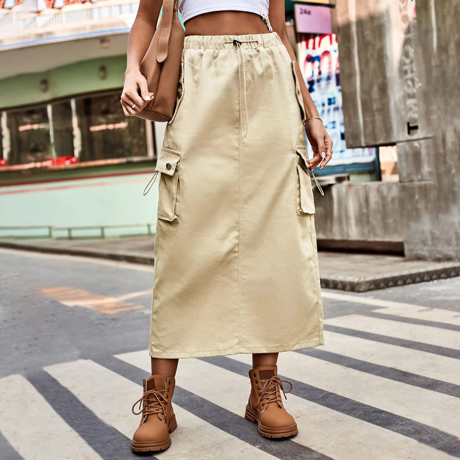 Autumn Cargo Skirt Heavy Industry Drawstring Design Denim Cargo Skirt Skirt Skirts For Women Uk