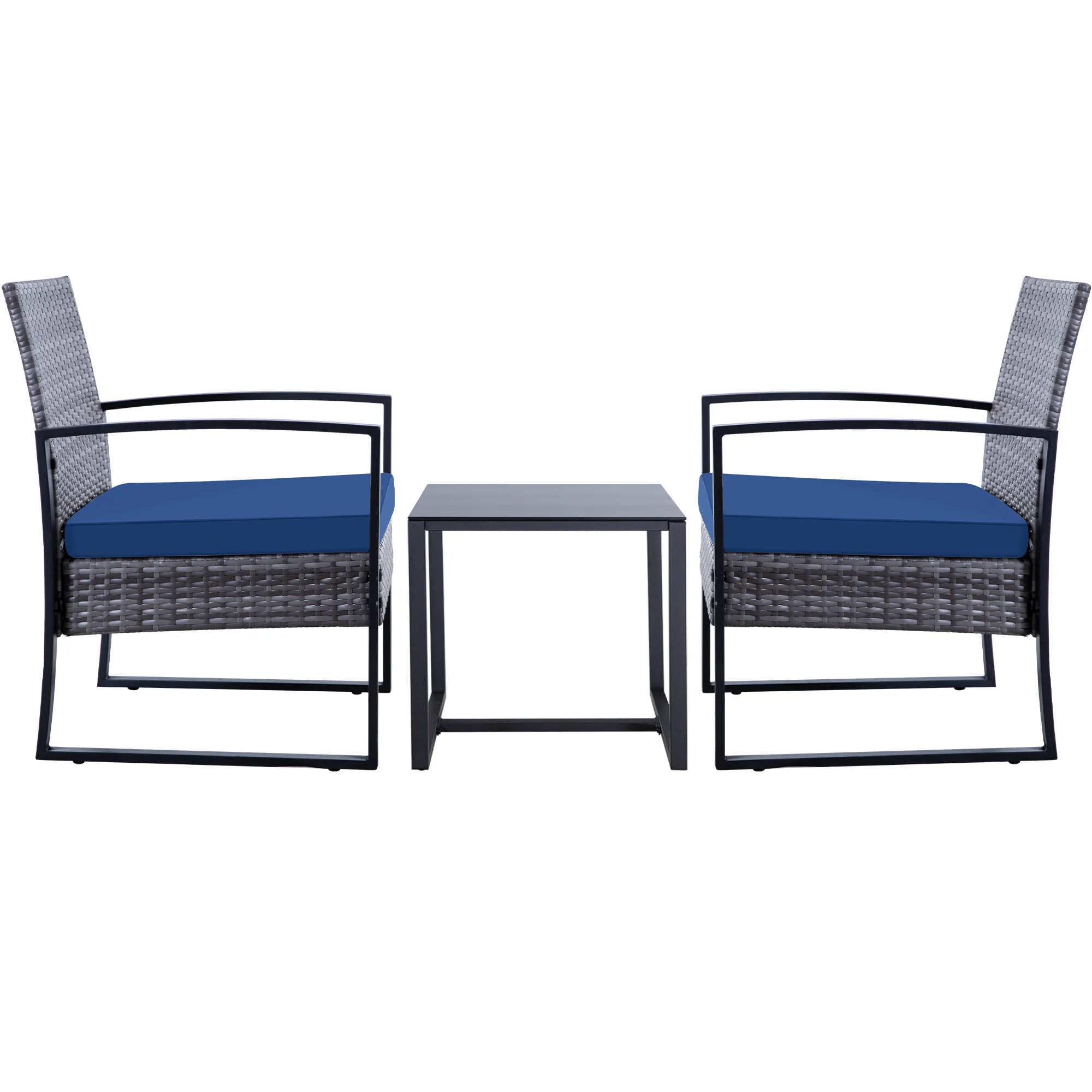 3 Piece Patio Set Chairs Bistro Set Rattan Conversation Set