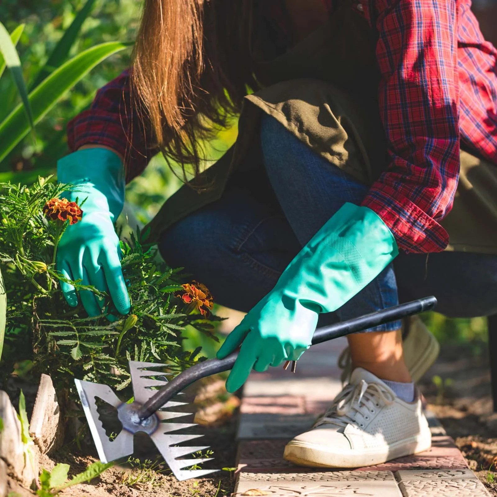 Garden Art Weeding Tool, 5/6/11 Teeth with Hook Manganese Steel Weed Puller Planting Flower Weeder, Household Small Shovel Vegetable Shovel Grass Device Weed Pulling Tool