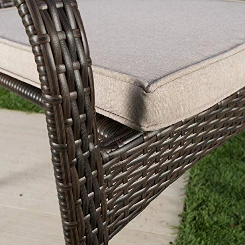 Christopher Knight Home San Pico Wicker Stacking Chairs, 4-Pcs Set, Multibrown / Textured Beige