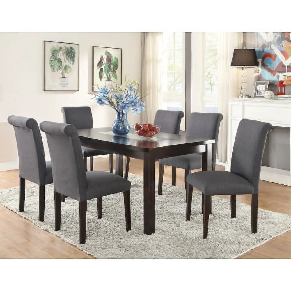 JHOOTUUO Transitional Blue Grey Polyfiber Chairs Dining Seating  Dining chairs Plywood Birch Dining Room