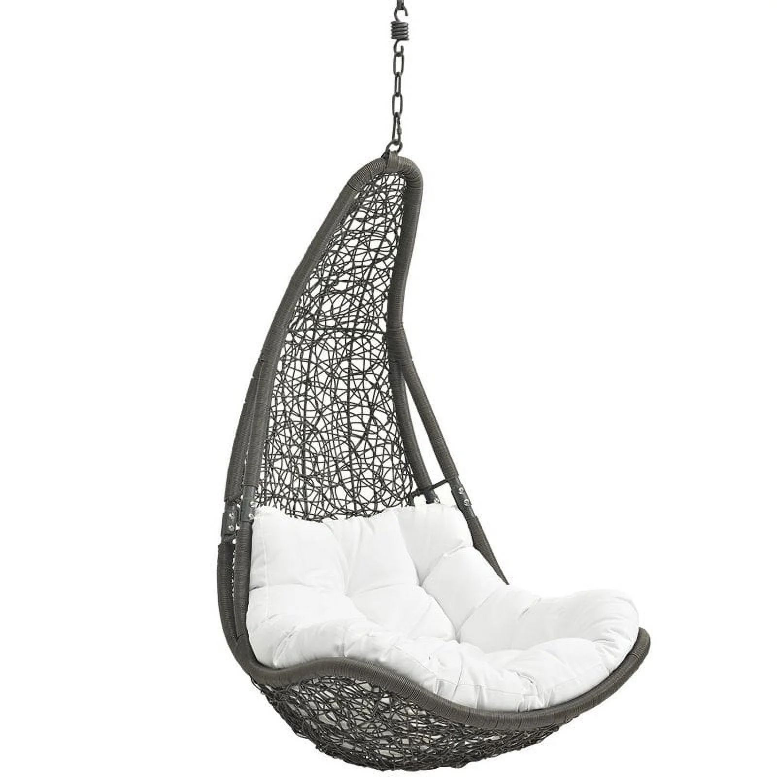 Home Square 2 Piece Patio Swing Chair Set with Stand in Gray and White