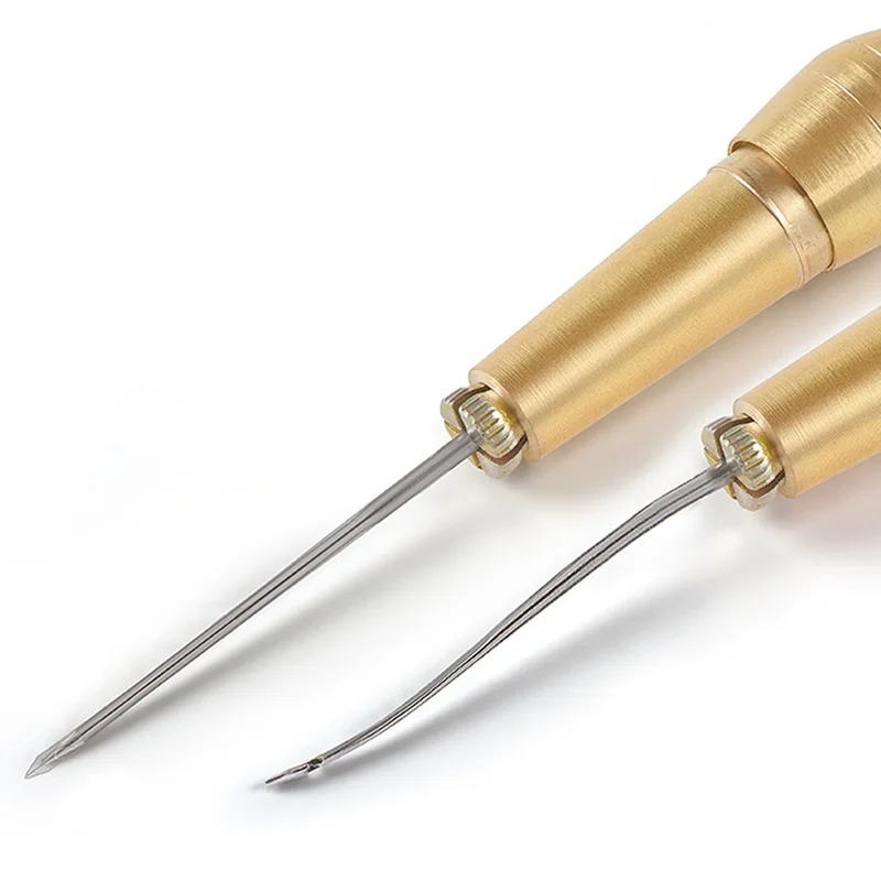 Racing Butterfly DIY Leather Sewing Kit Leather Sewing Awl Needle with Copper Handle Set Leather Canvas Shoes Repairing Tool with Nylon Thread