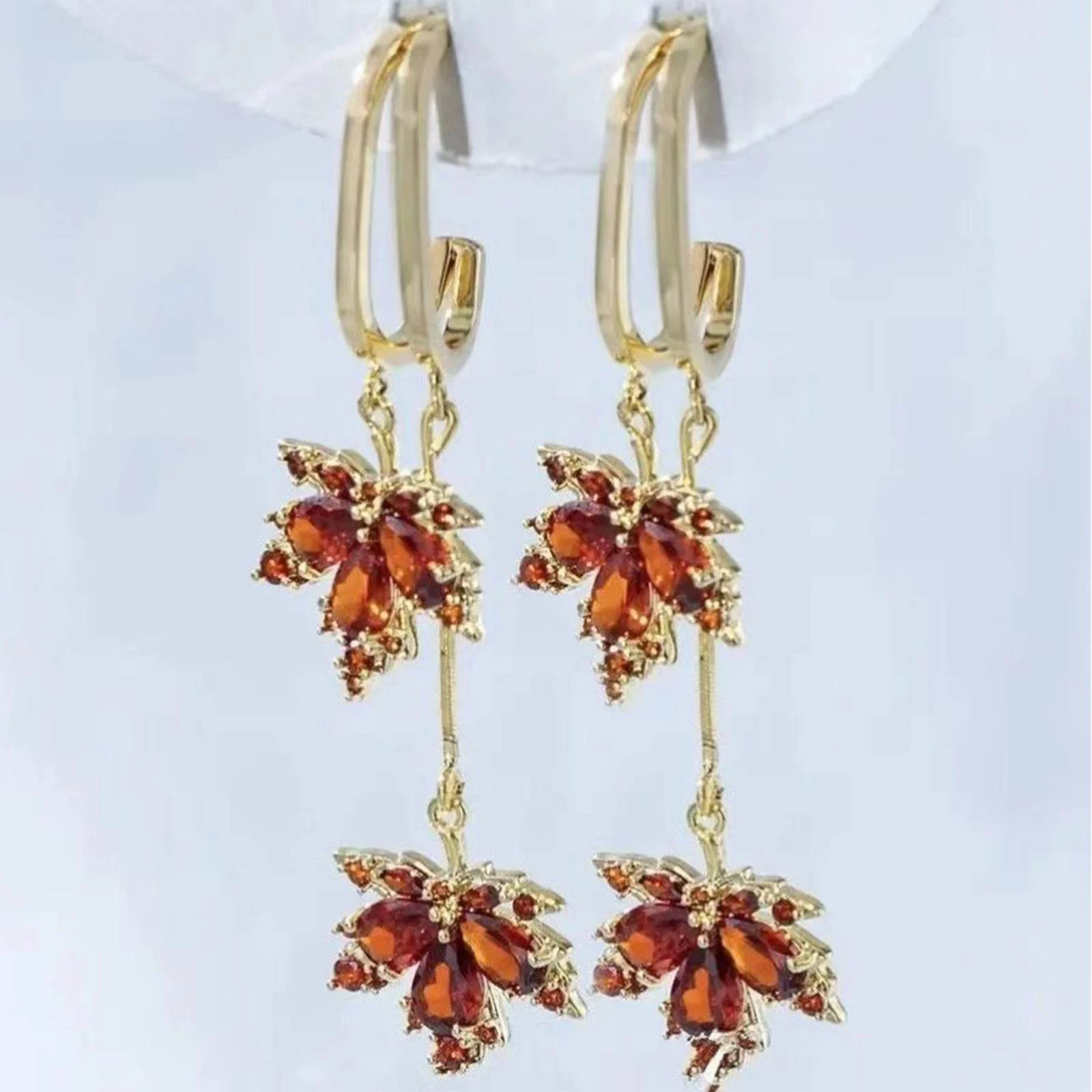 BOLUOYI Graduation Gifts Red Maple Leaf Earrings Women'S Silver Stud Earrings All Matchs Earrings