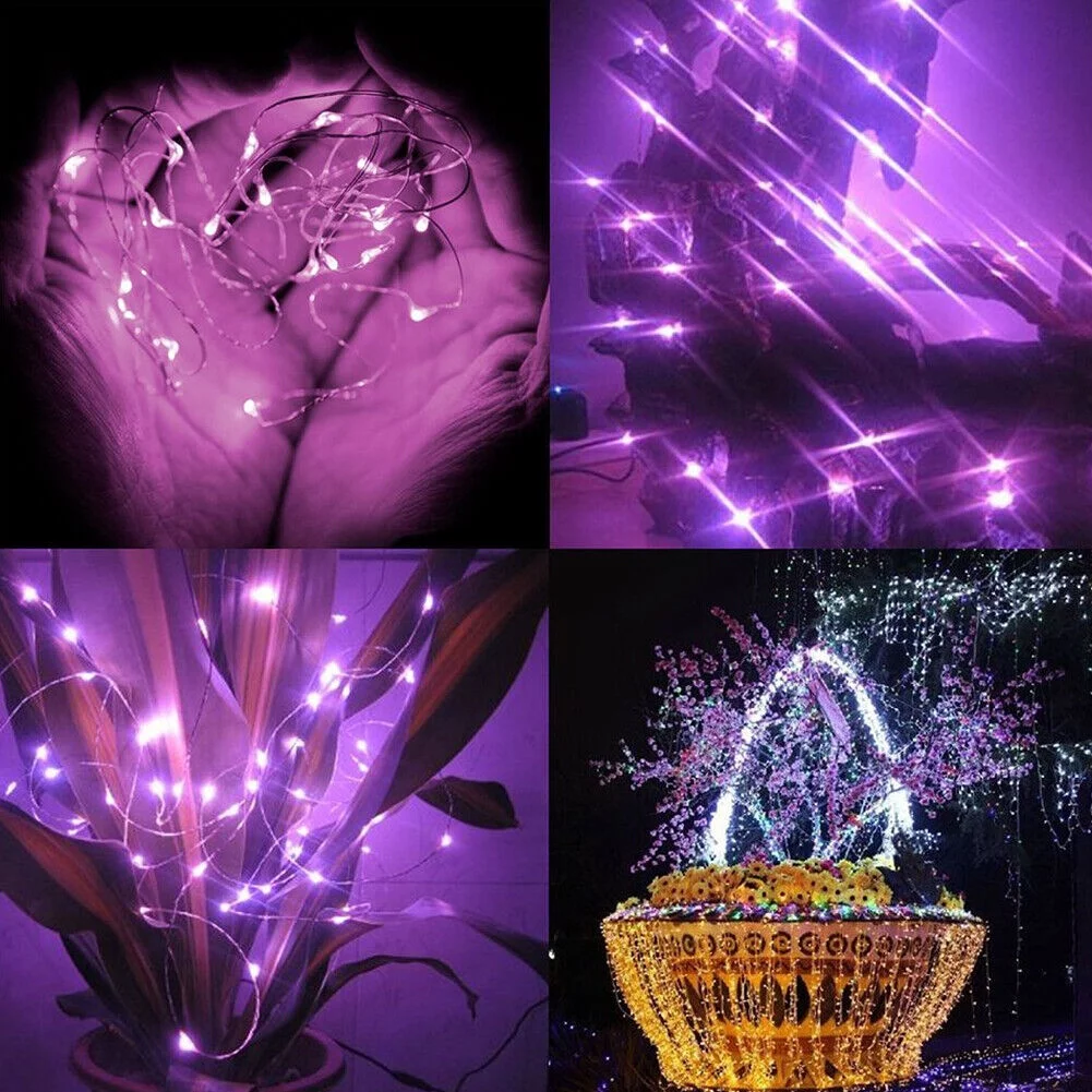 ZOELNIC 200LED 66ft Copper Wire String Lights USB Plug-in Fairy Lights with Remote 8 Modes Lights Waterproof Christmas Tree Home Wedding Decor, Purple