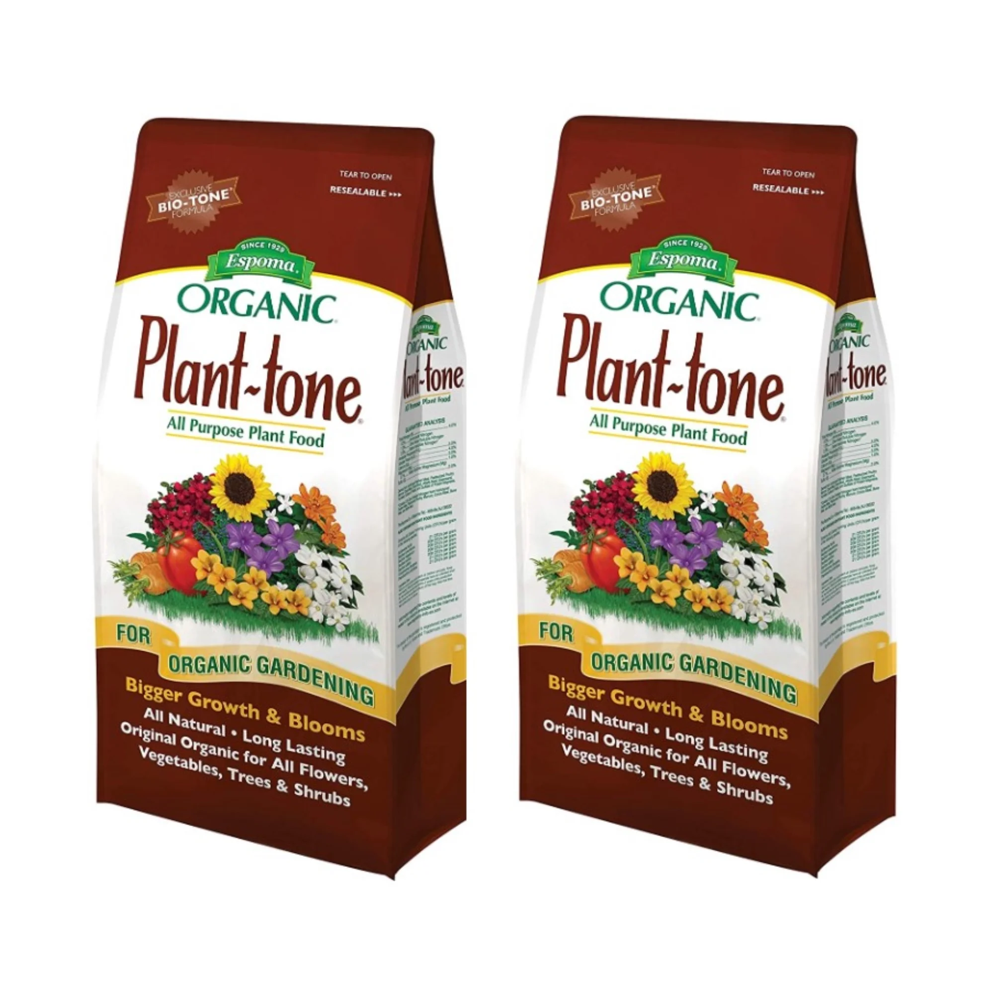 Espoma Organic Plant-tone Natural All-Purpose Plant Food, 4lb Bags, 2 Pack