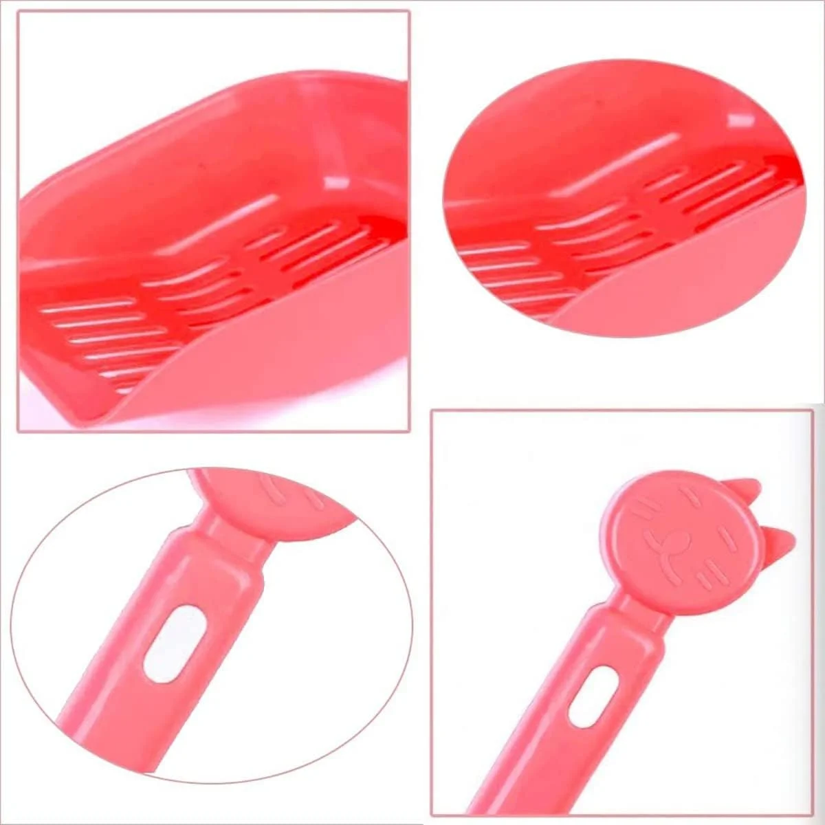 YHRY Cat Litter Spoon, Plastic Cat Litter Pet Shovel, Durable Gripping Sieve Pet Poop Scoop, with Long and Strong Plastic Handle Cleaning Tool, with Feeder Scoop Set, Easy to Clean, 3 Pieces (Random C