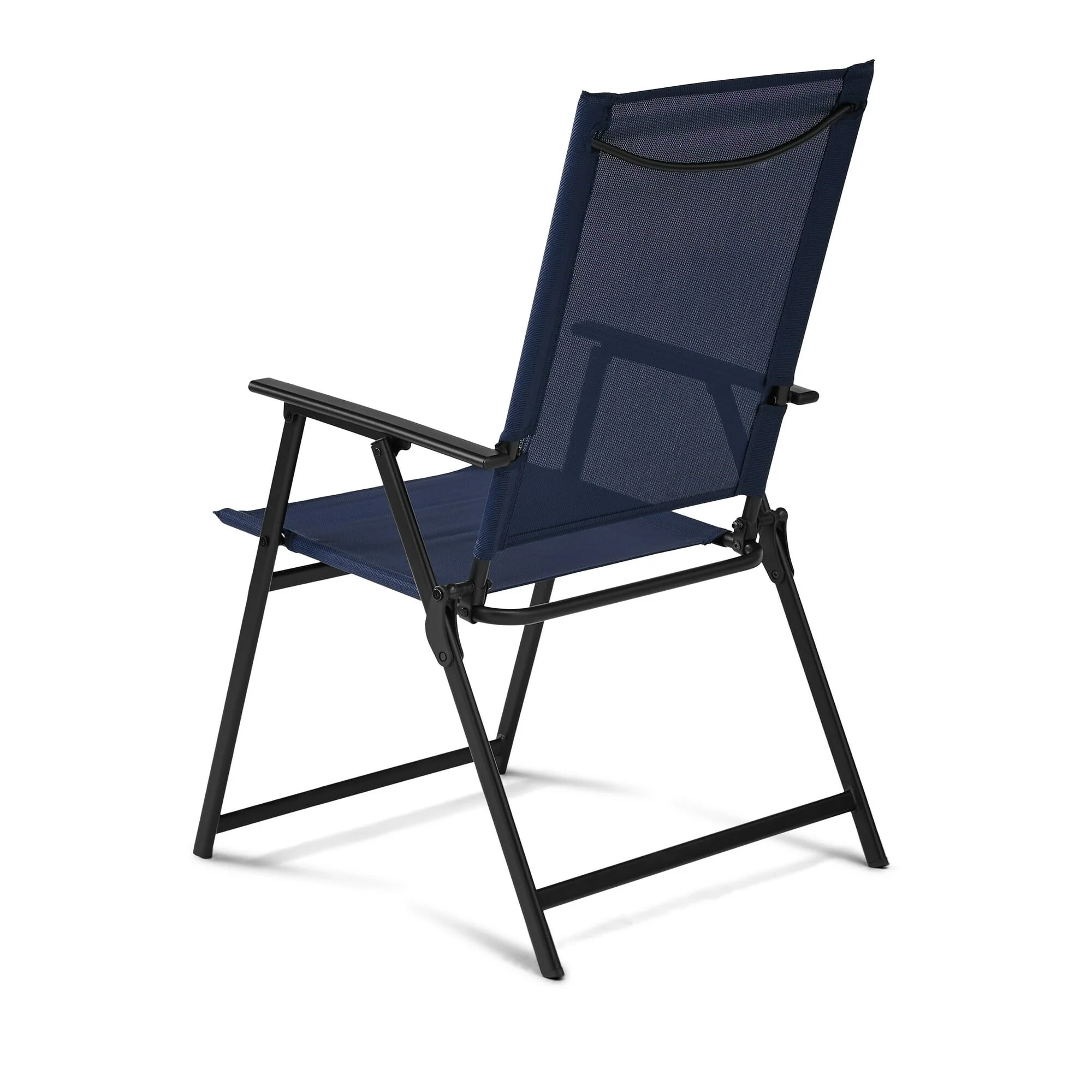 Square Set of 2 Outdoor Patio Steel Sling Folding Chair Blue
