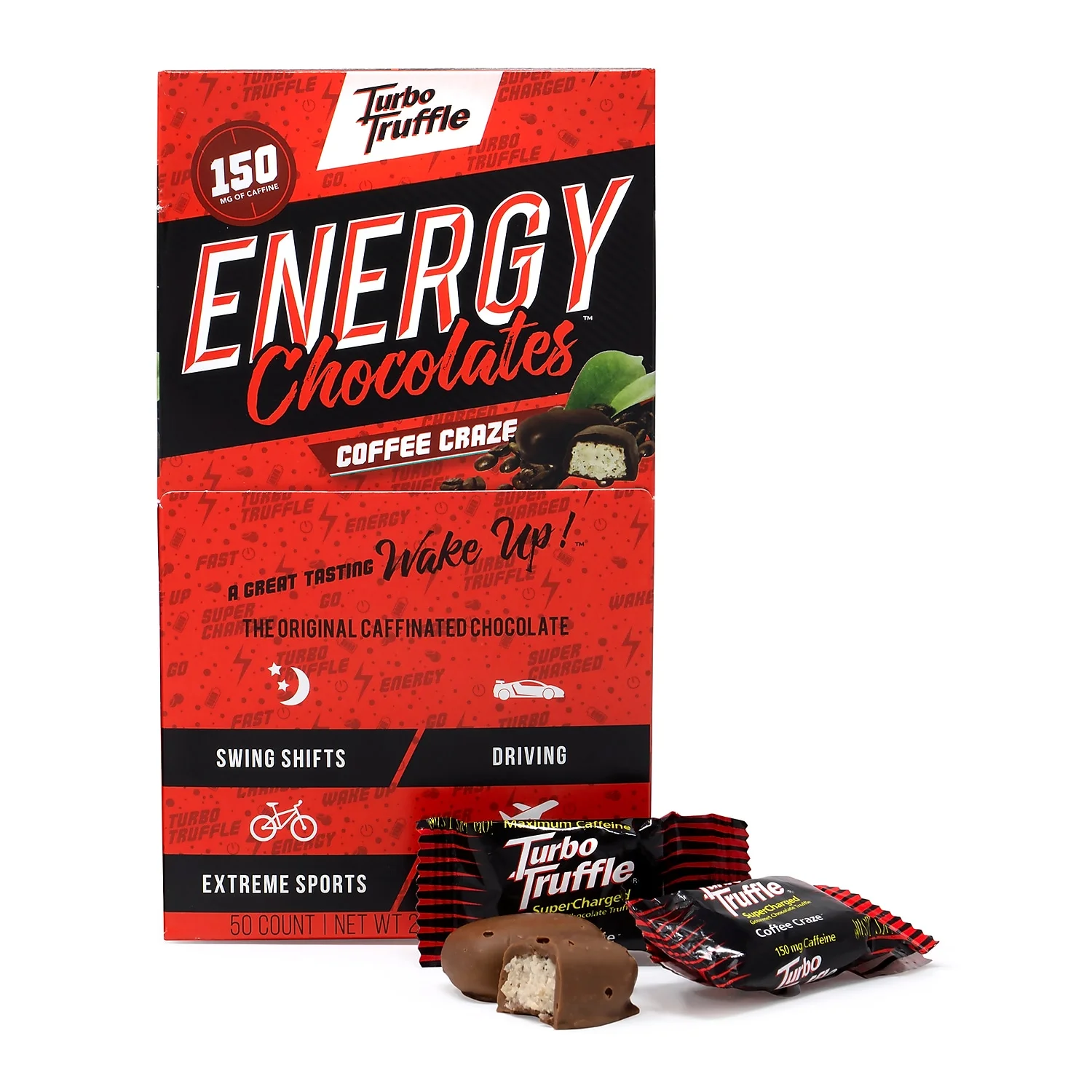Turbo Truffles Energy Chocolate Truffles Coffee Craze 50/Pack (220-00986)