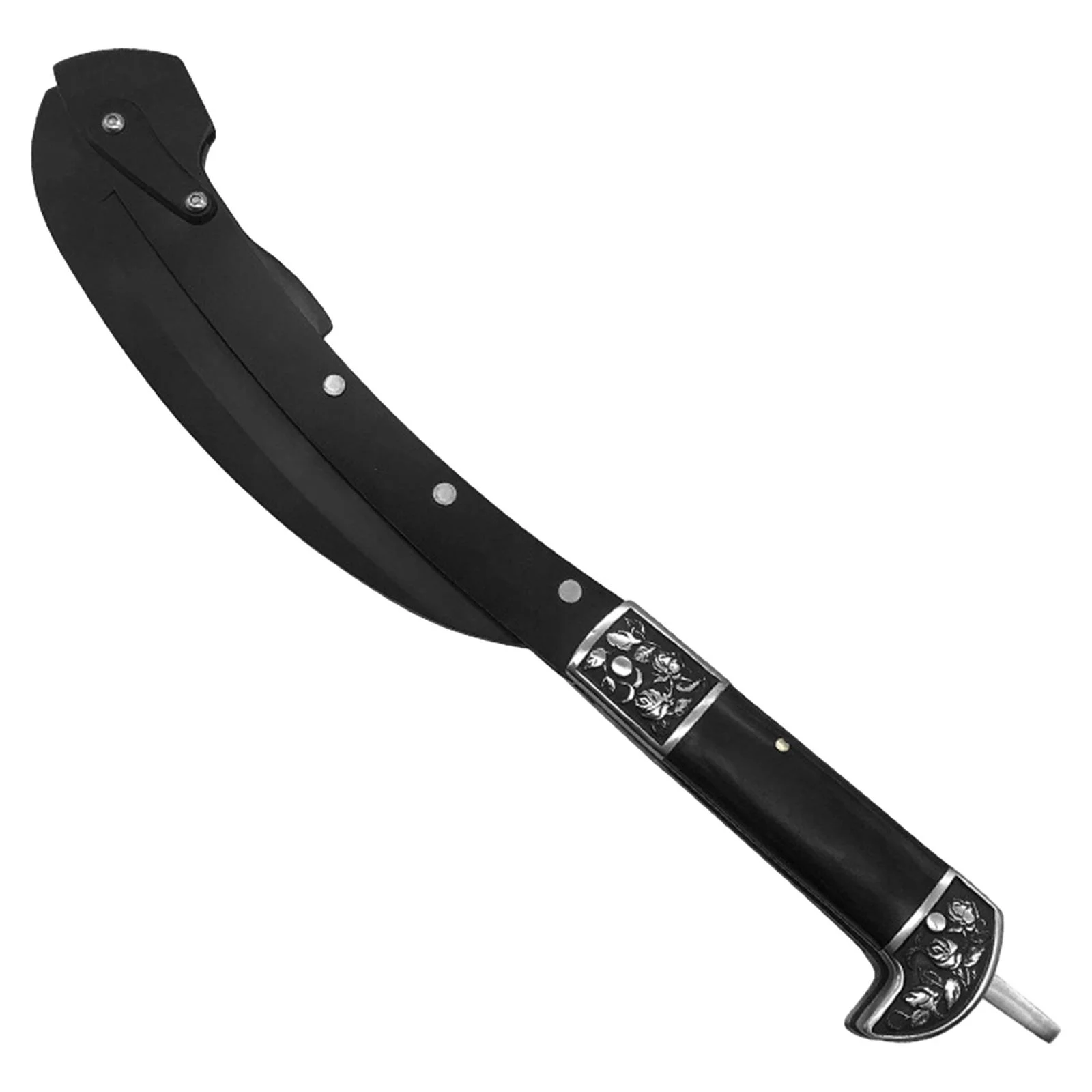 simhoa Black Sharp Folding Garden Tool Portable Wooden Handle Brush Cutter Remover for Outdoor Activities Sturdy