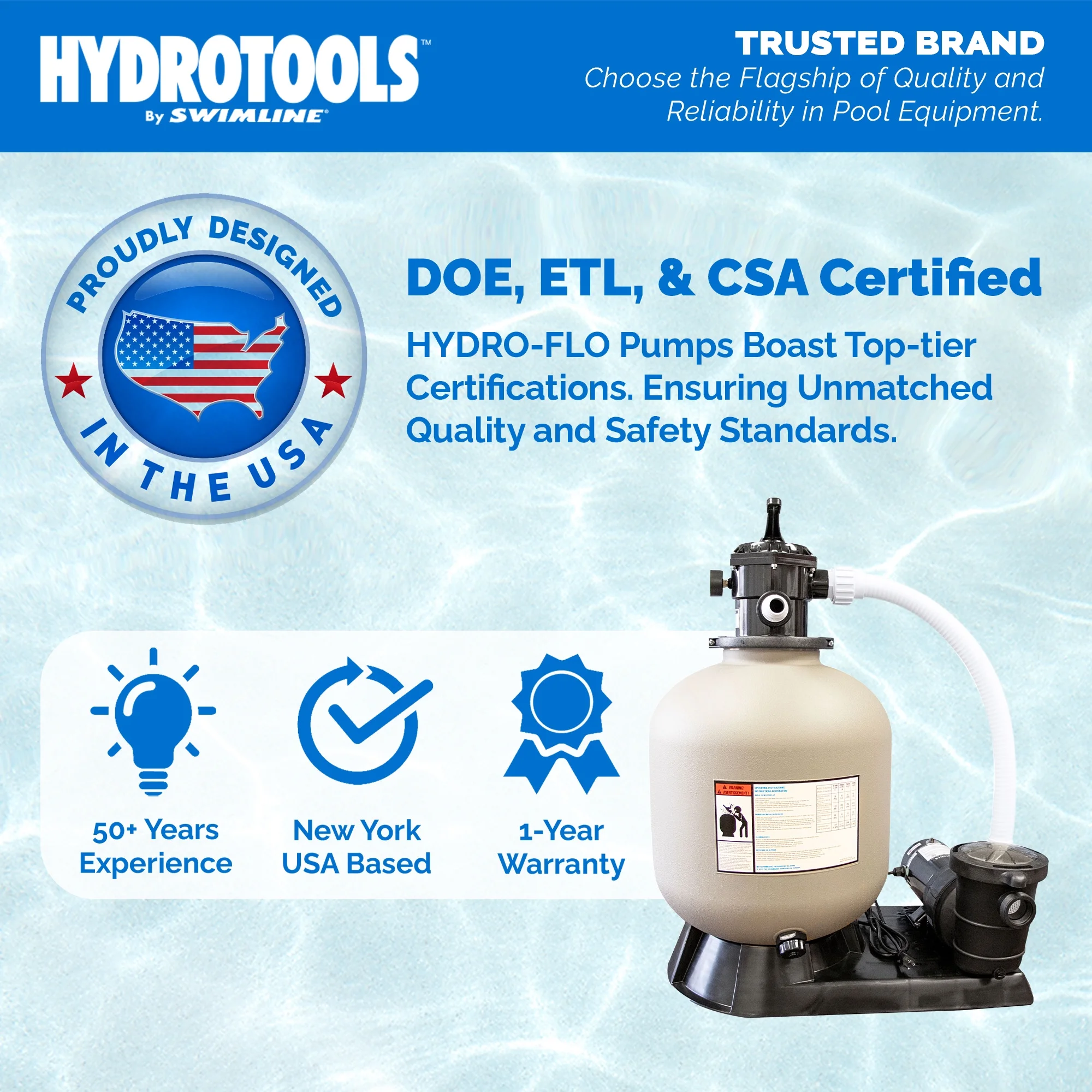 HYDROTOOLS By SWIMLINE 71916 Hydro-Flo 1.0 HP (0.8 THP) 4500 GPH ABOVE GROUND Powerful Pool Pump 2 Variable Speed Extra Large Strainer Basket Vertical Discharge 115V Energy Saving Silent Noise DOE