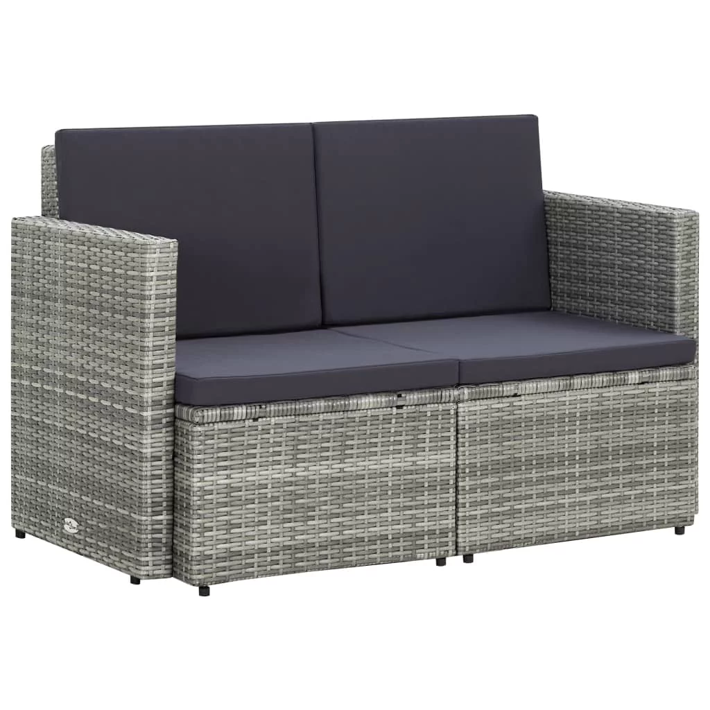 Aibecy 2 Seater Patio Sofa with Cushions Gray Poly Rattan