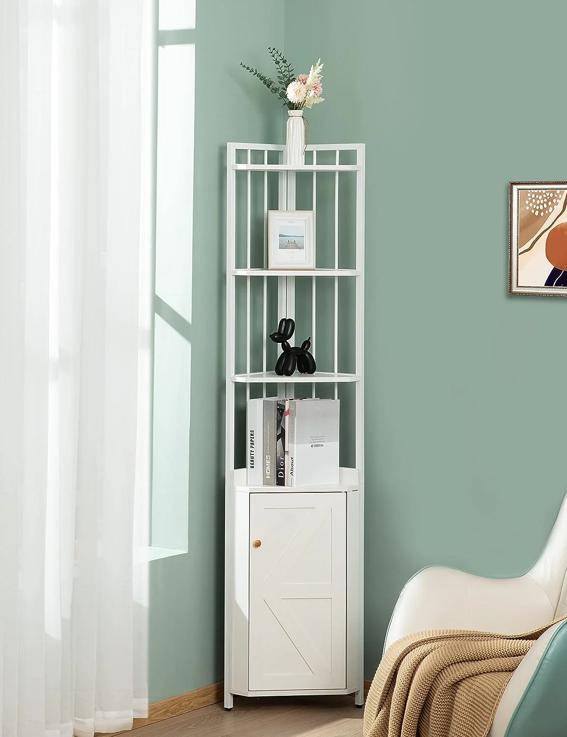 CGFHYP ZXCERT Corner ZXCERT 5-Tier with ZXCERT  71'' Industrial Rustic Tall Corner Bookshelf Stand  Display Stand  Plant Stand  Corner ZXCERT Cabinet ZXCERT Room  Home Office  Bat