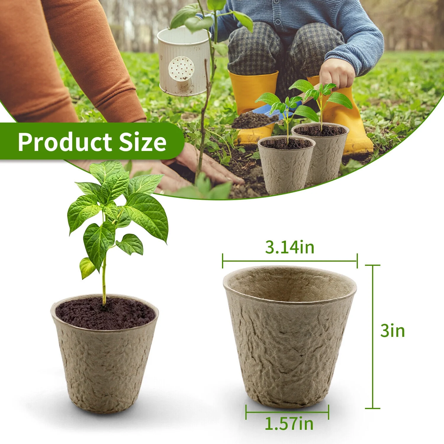 50-100PCS Biodegradable Nursery Pots Garden Plant Grow Seedling Planting Pots US