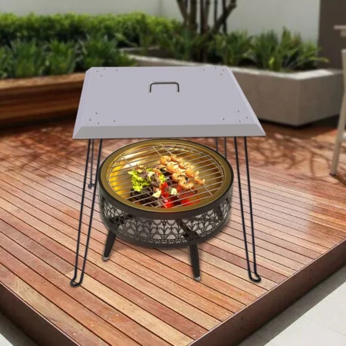 26''X26'' Fire Pit Lid Cover Stainless Steel Burner Pan Lid Square with Handle