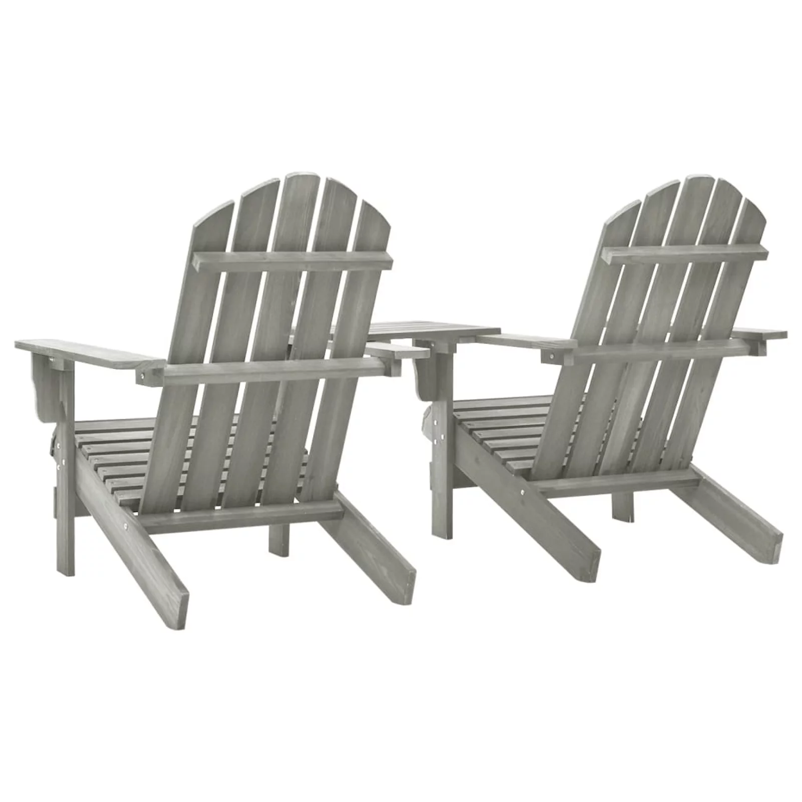 Tomshoo Patio Adirondack Chairs with Tea Table Solid Fir Wood Gray