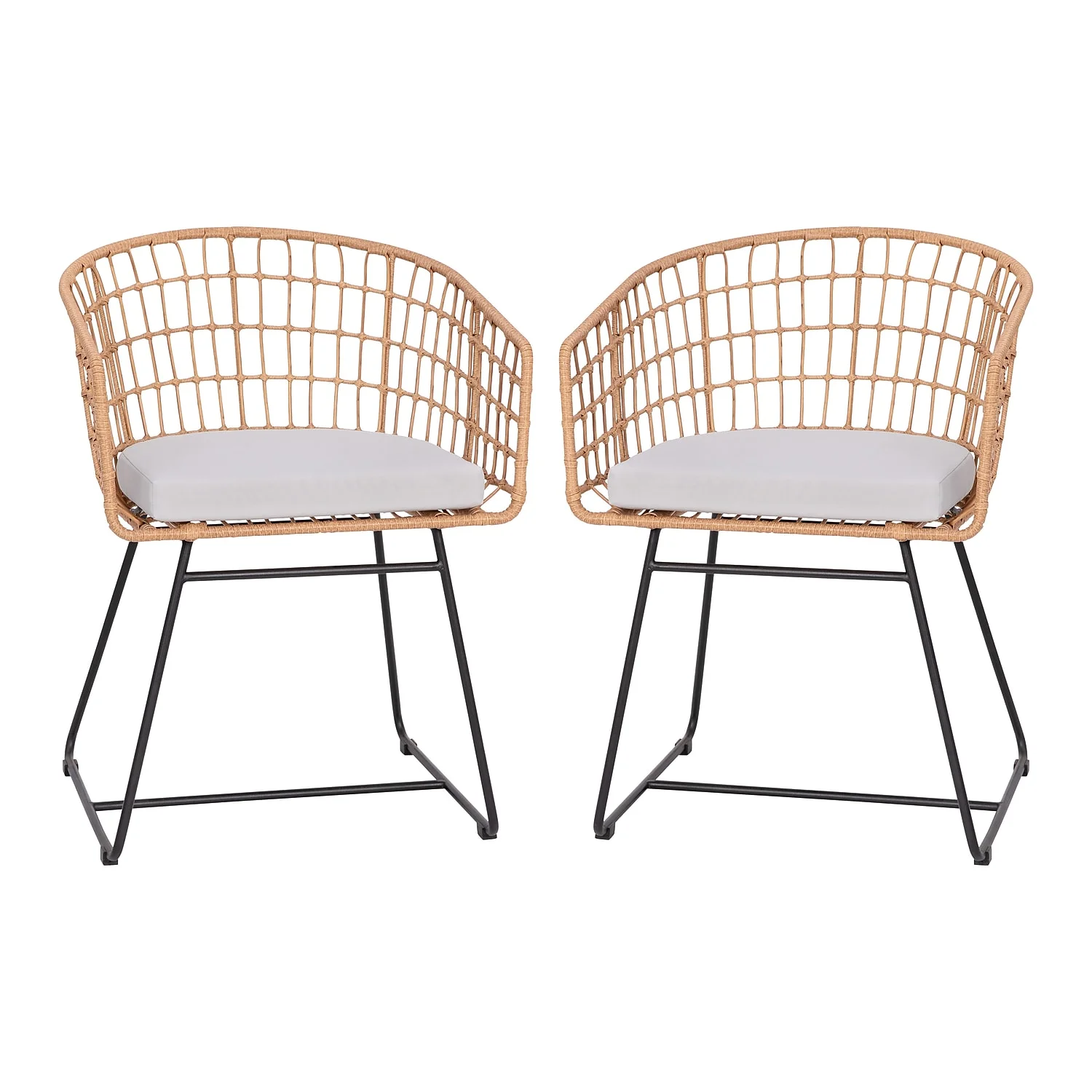 Flash Furniture Devon Wicker Patio Club Chairs, Natural/Light Gray, Set of 2