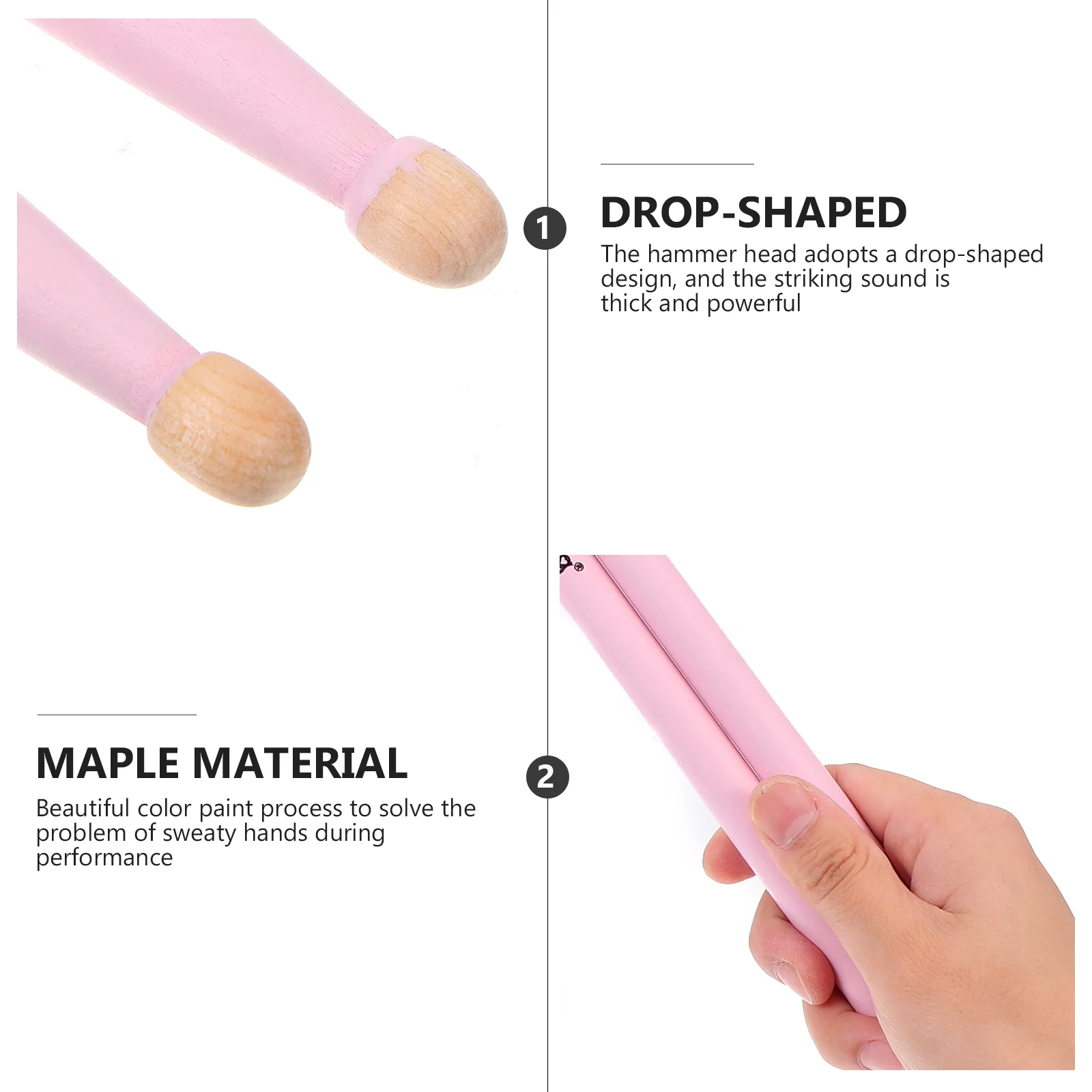 Hemoton 2 Pairs Drum Stick Percussion Instrument Stick Maple Drum Sticks Wood Drumsticks