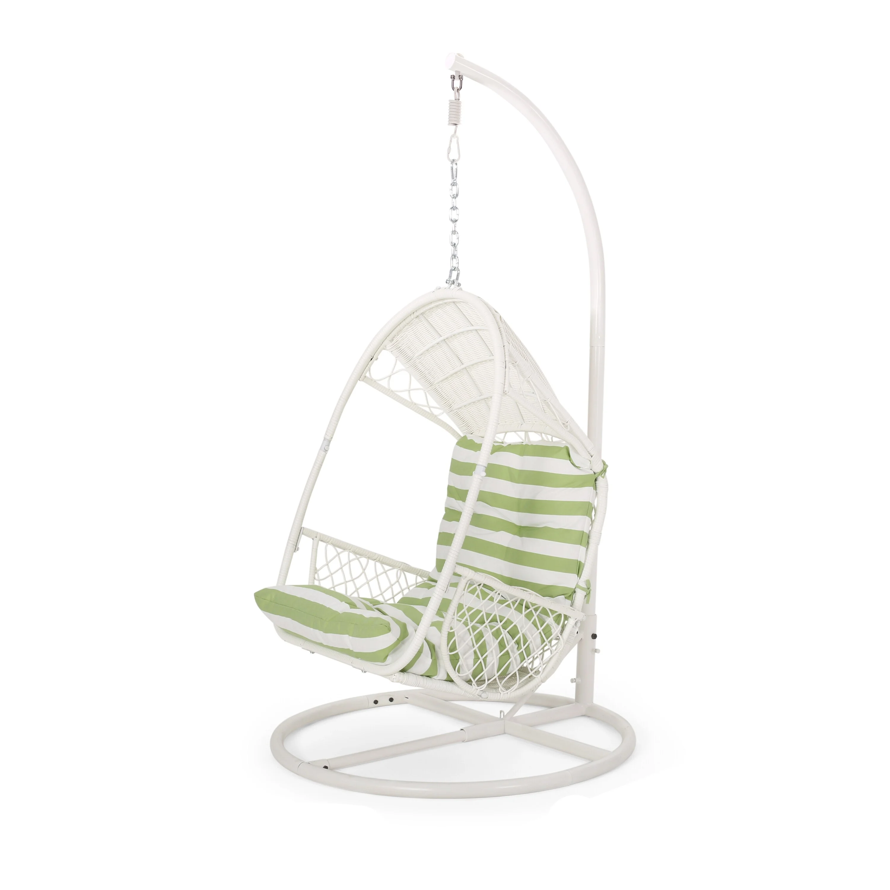 Christopher Knight Home Malia Wicker Hanging Chair with Stand by  White/Green