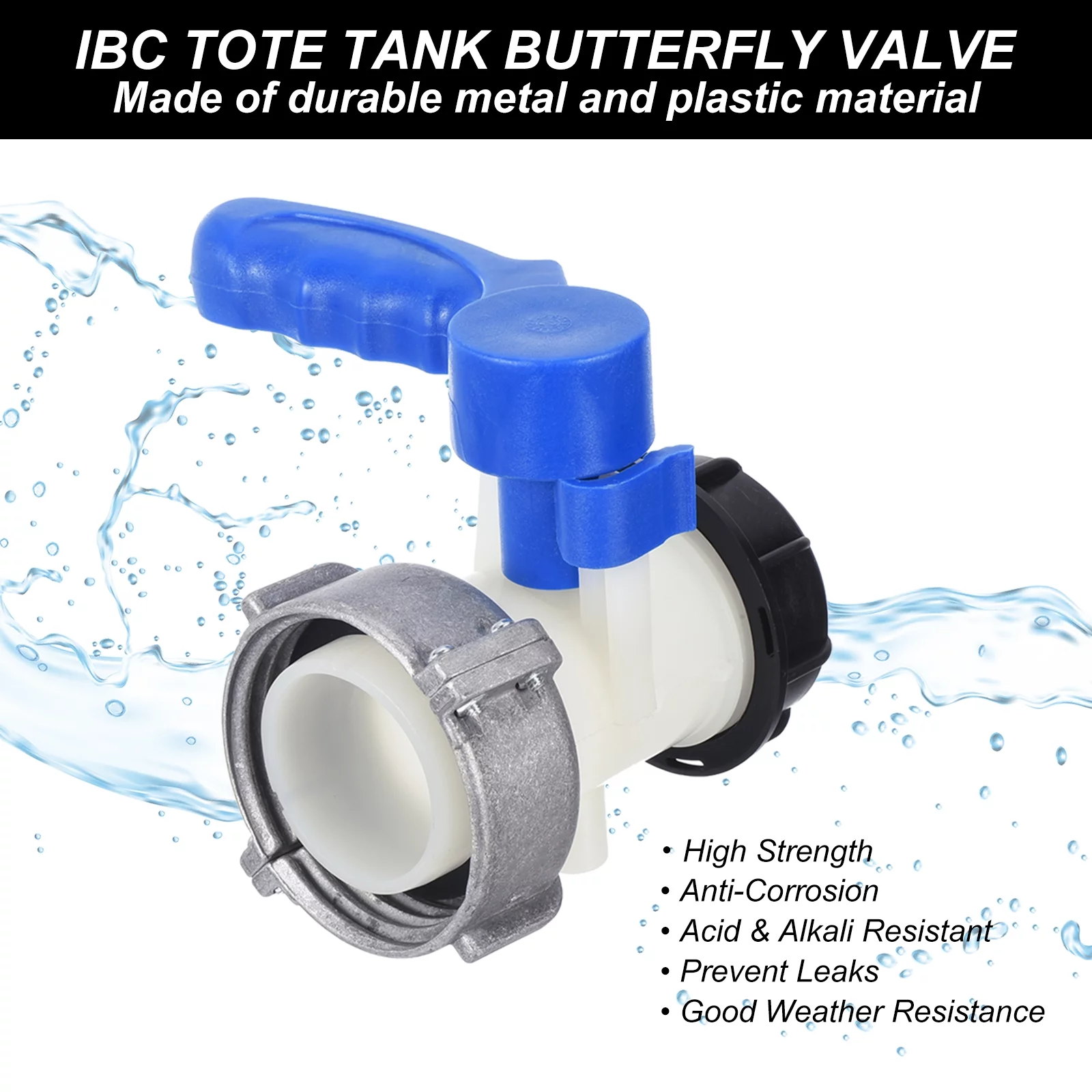 75mm IBC Tote Tank Adapter DN50 Alloy IBC Tote Water Container Adapter with Butterfly Valve Switch